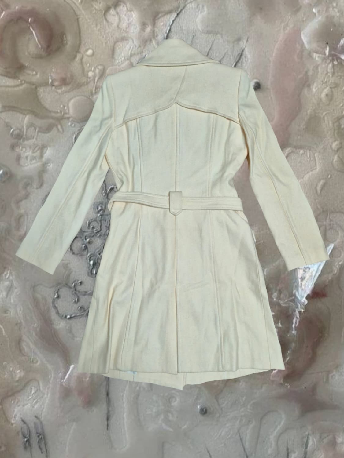 빈티지 y2k 달빛천신 아이보리 벨티드 더블 버튼 코트 로맨틱갸루 상품이미지3