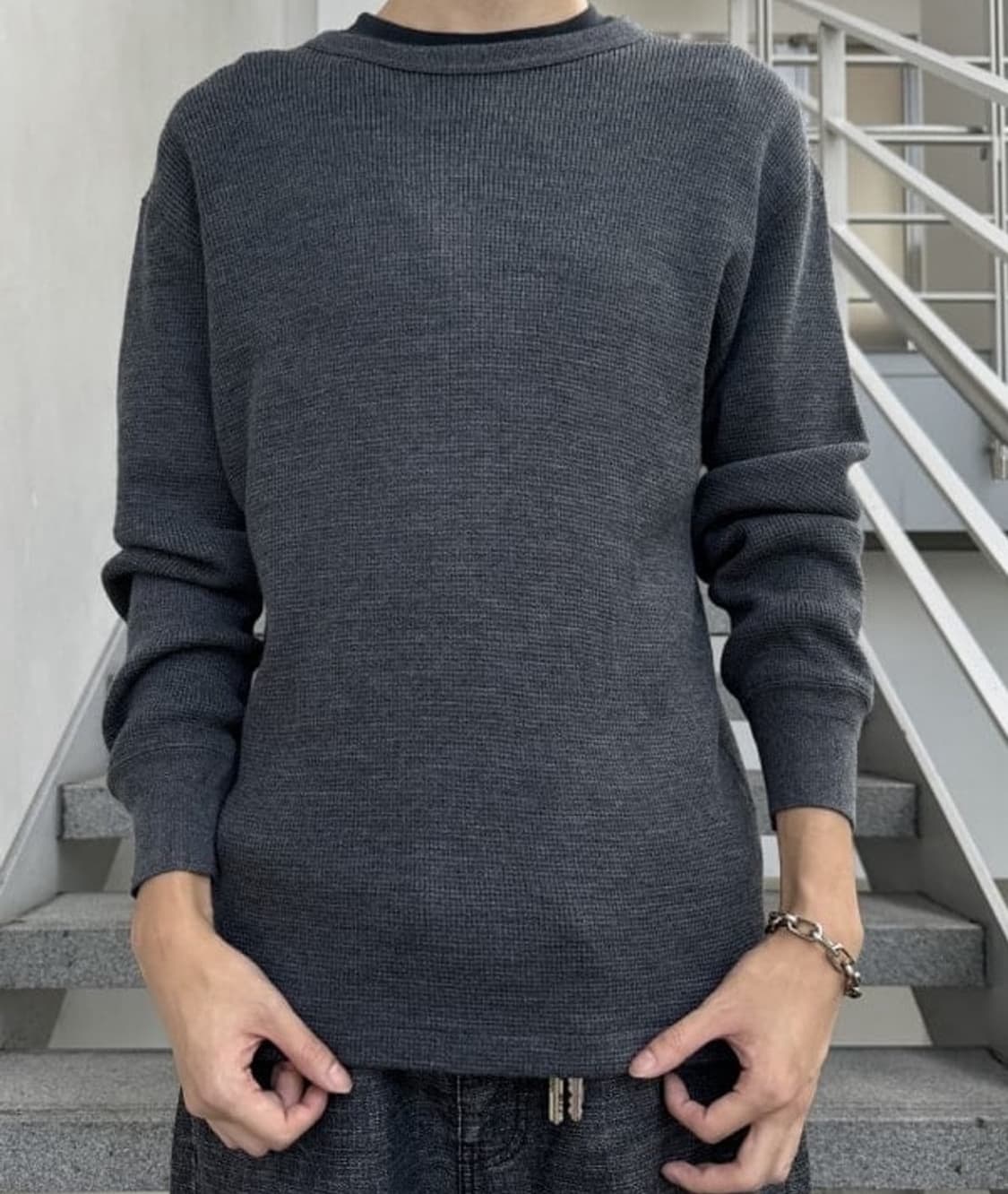 4) 오라리 울 코튼 와플 써멀 롱 슬리브 상품이미지8