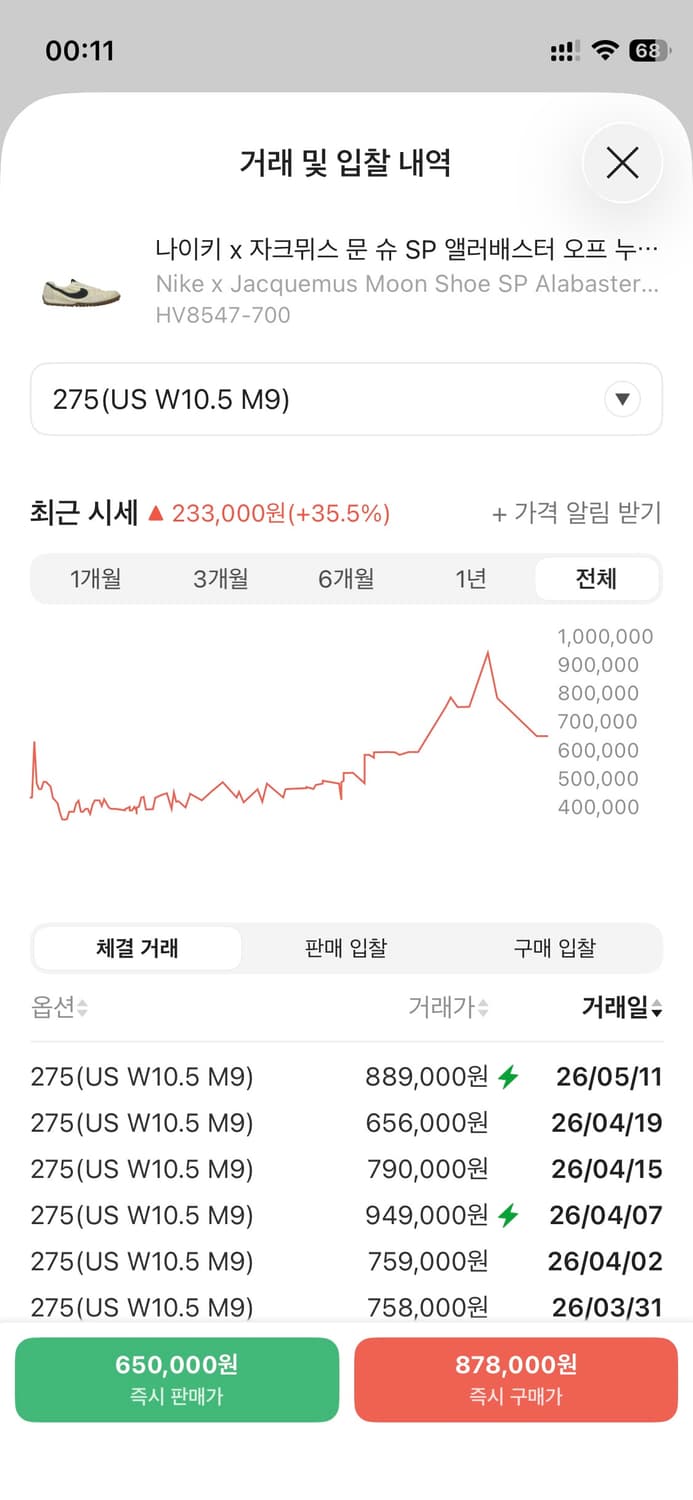 [W10.5] 나이키 자크뮈스 문슈즈 275 크림 상품이미지4