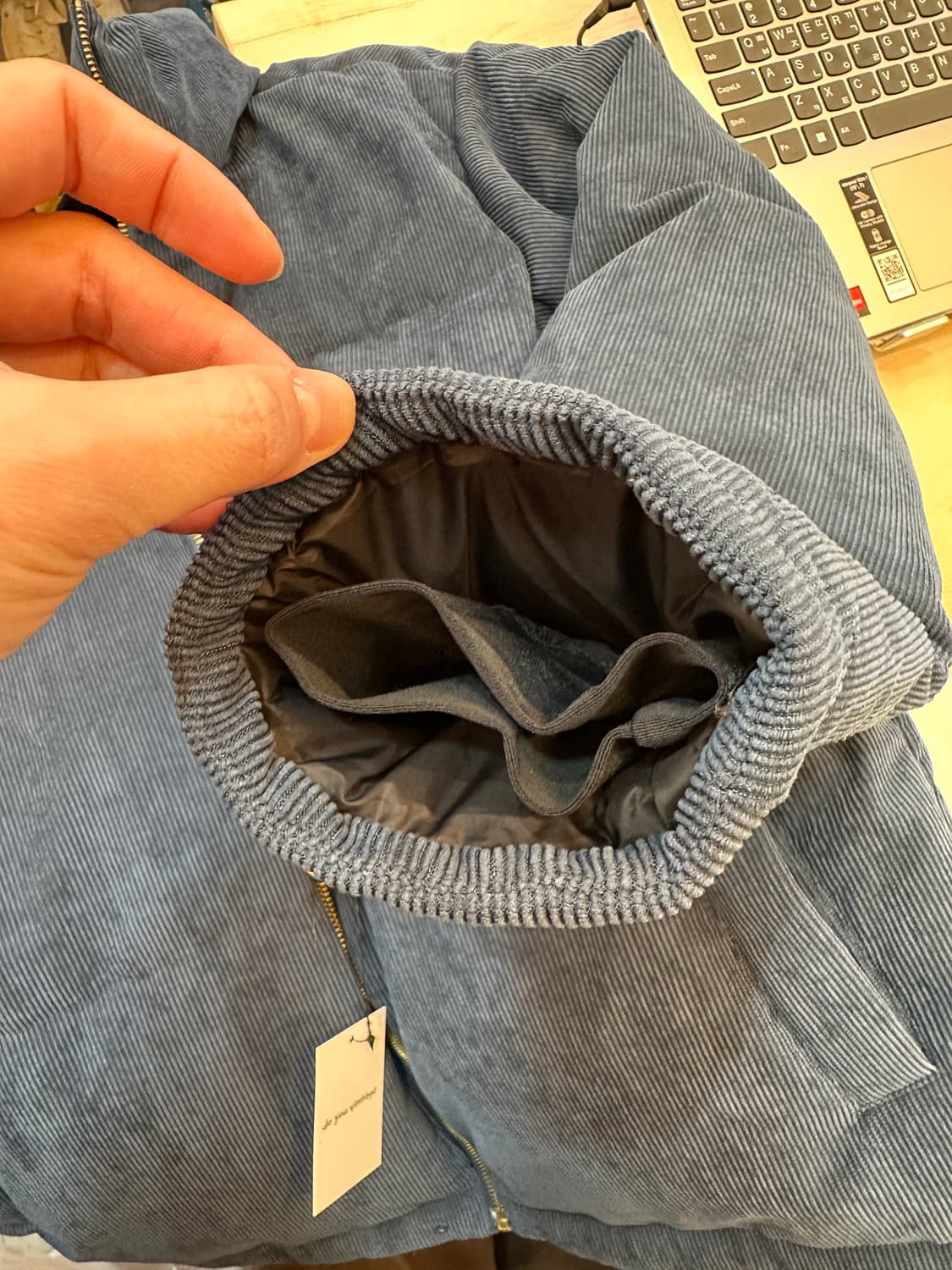 95)프로스펙스 오리지널 코듀로이 거위털 패딩 인디고 블루 상품이미지5