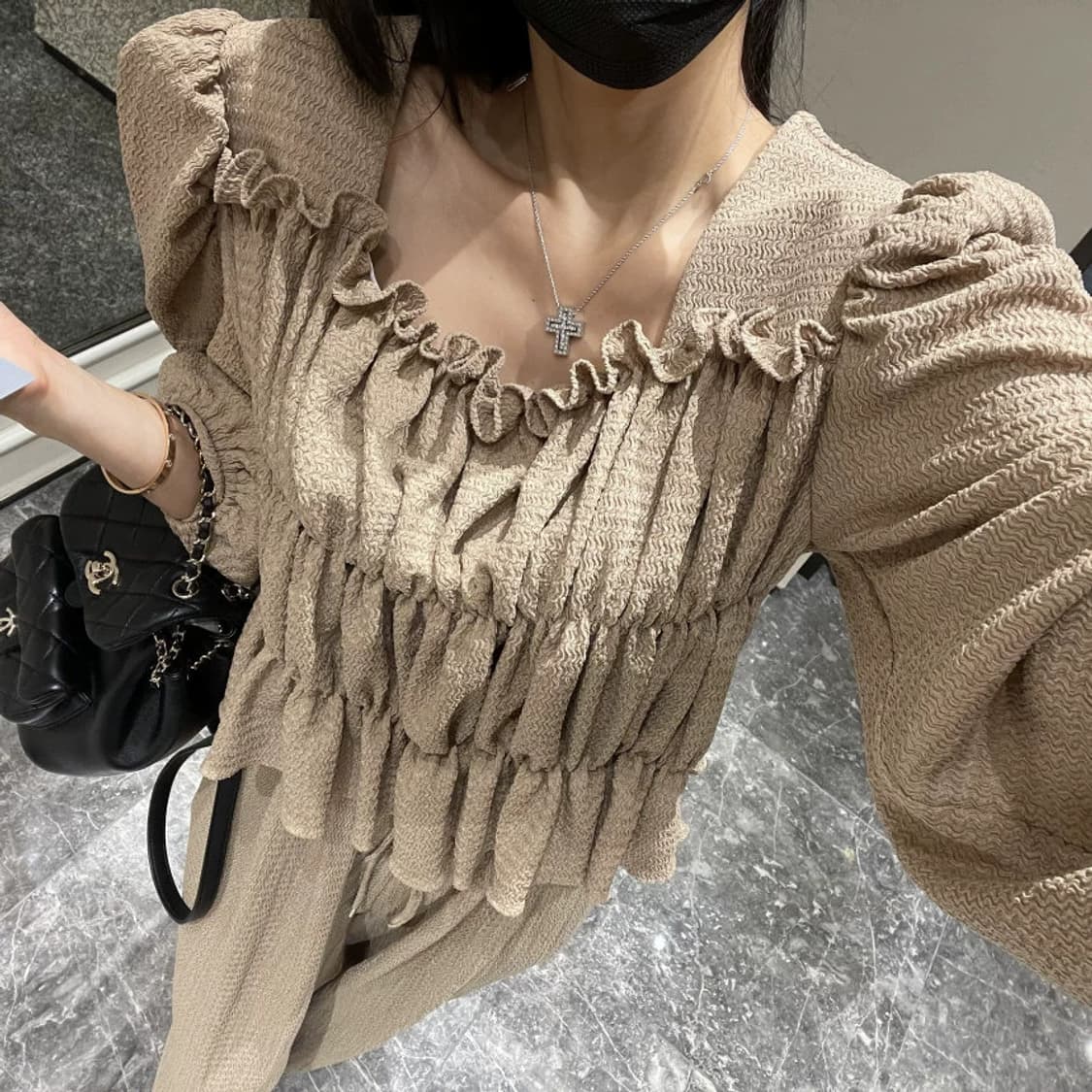 셔링 블라우스 롱팬츠 코디 세트 상품이미지1