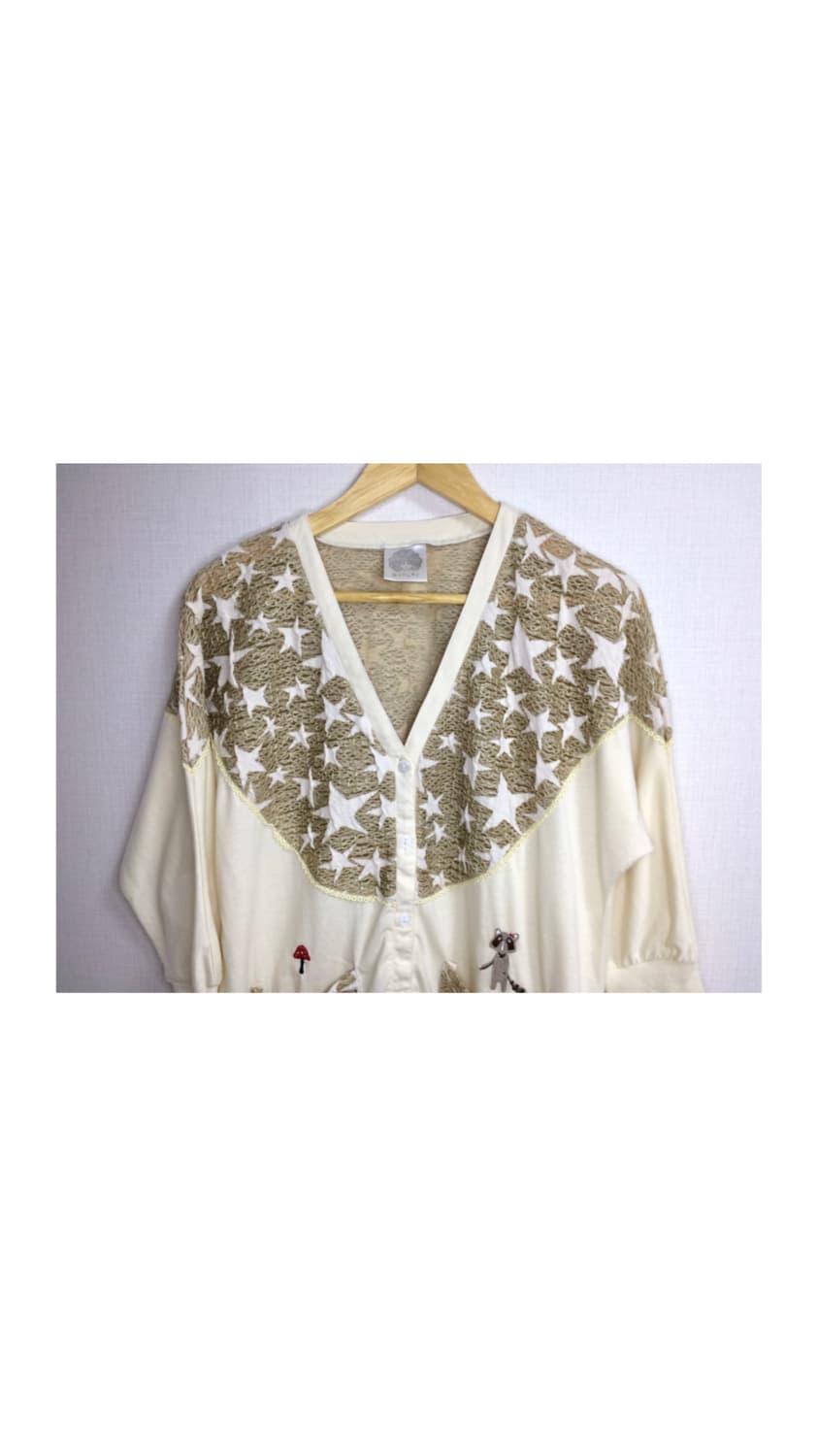 Scolar 스칼라 베이지 별 무늬 7부소매 가디건 상품이미지2