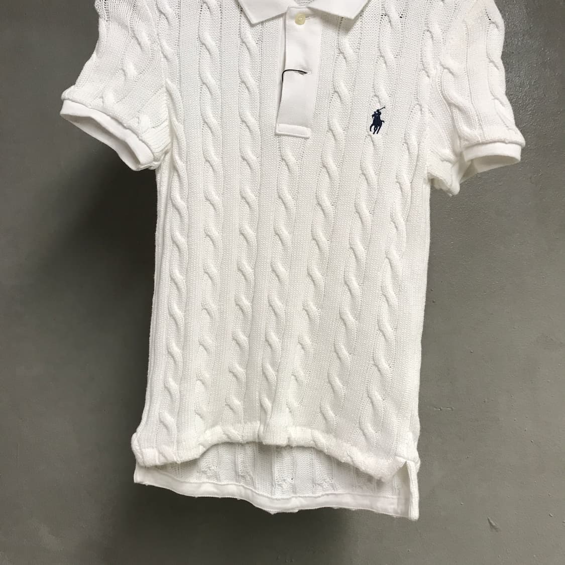 폴로 랄프로렌 QR 니트 반팔 카라티 화이트 S(W) 상품이미지3