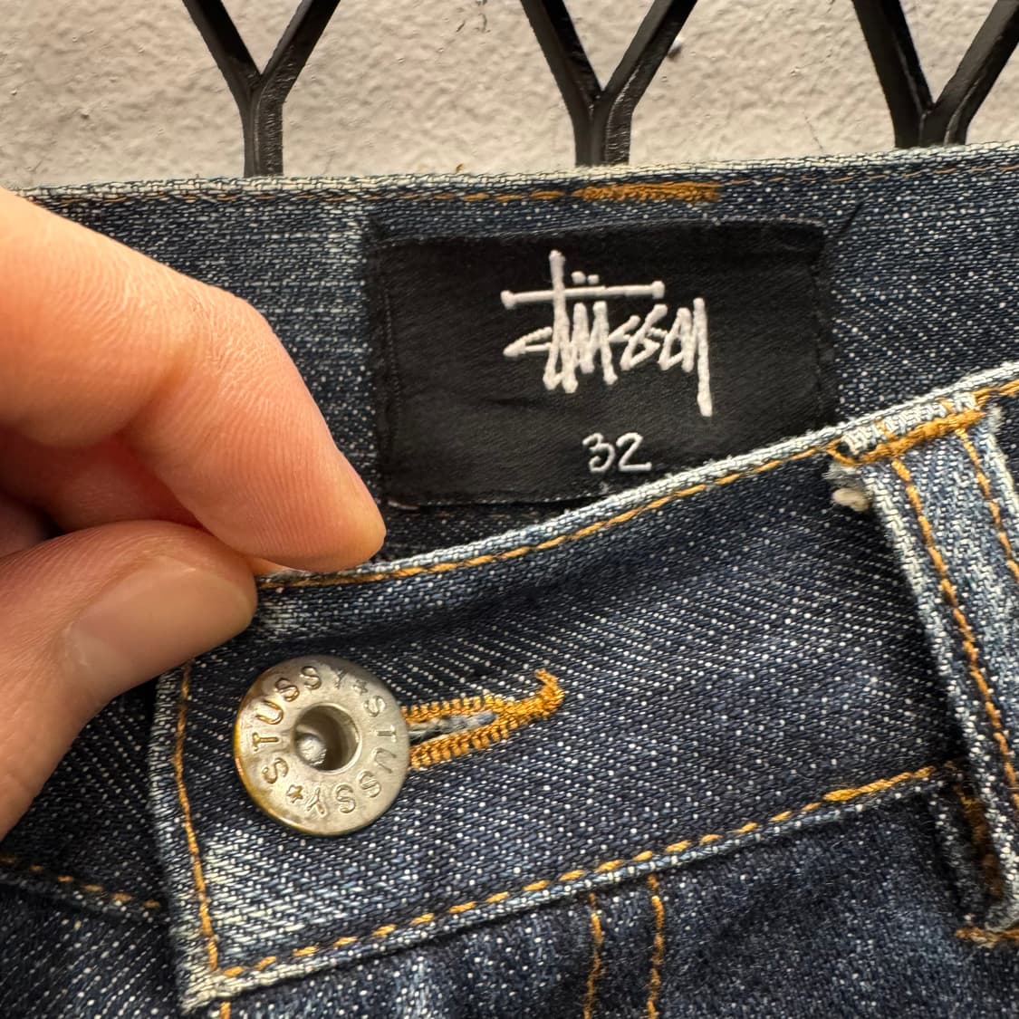 00s 스투시 스트레이트 핏 데님 팬츠 전면 포켓 로고 포인트 중청 상품이미지7