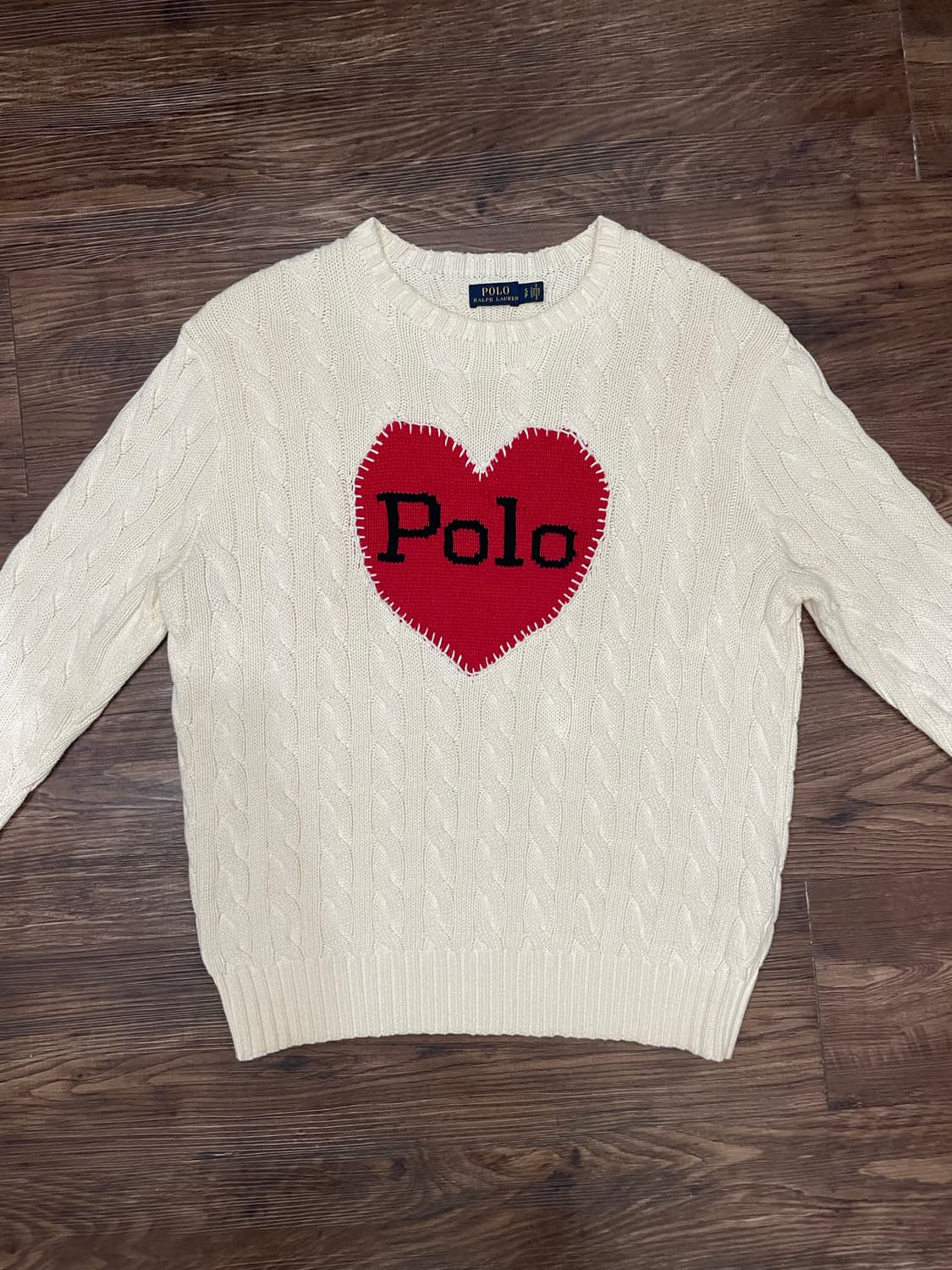 폴로 랄프로렌 하트 케이블 니트 스웨터 아이보리 상품이미지1
