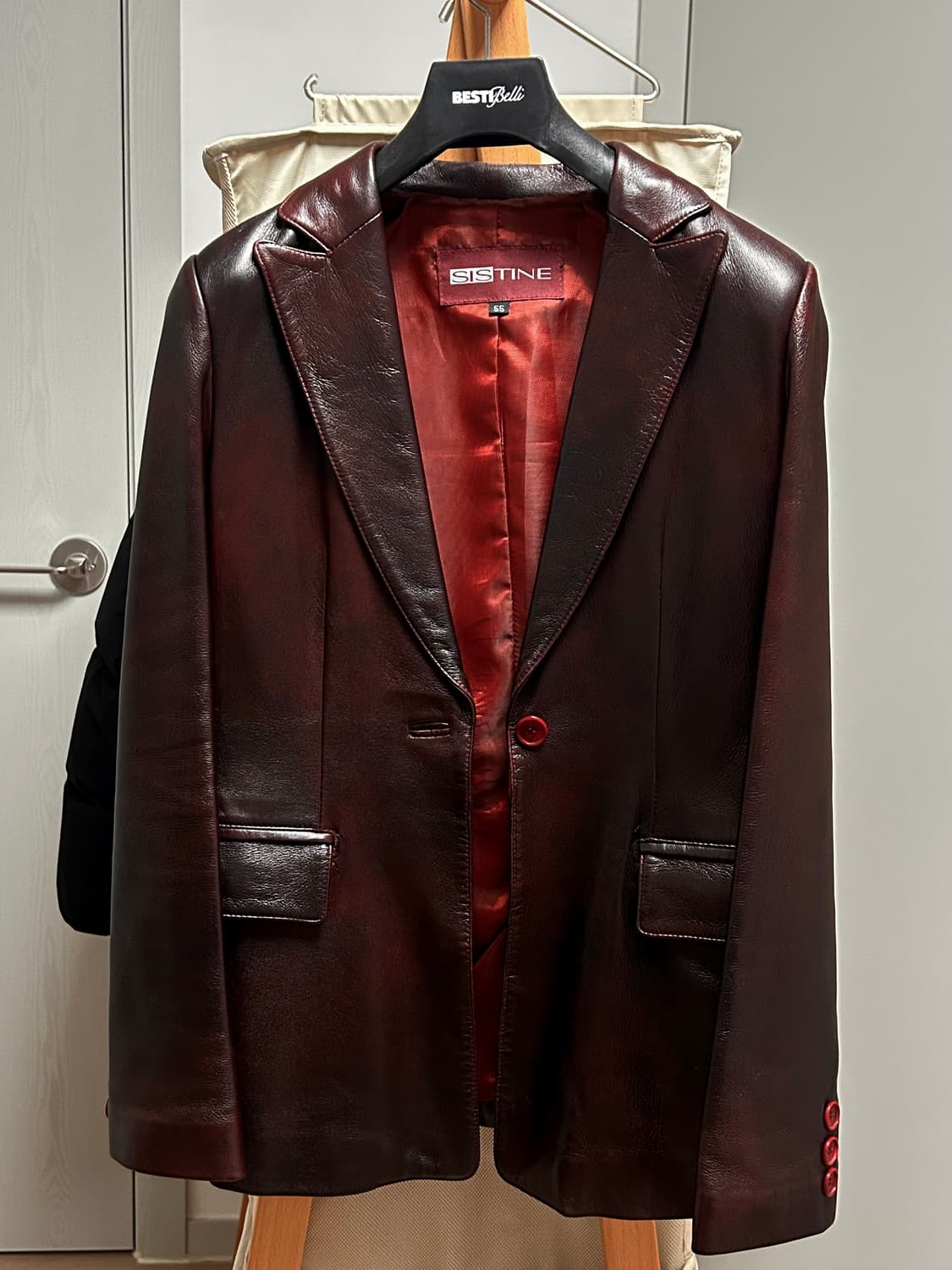 빈티지 양가죽 자켓 블레이저 버건디 와인 상품이미지1