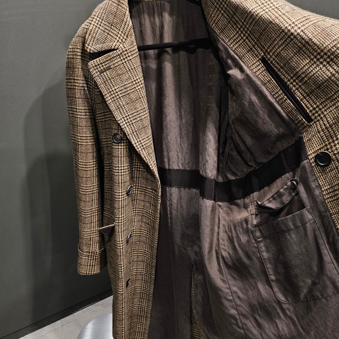 라르디니 벨티드 글랜체크 더블 울 코트 상품이미지6