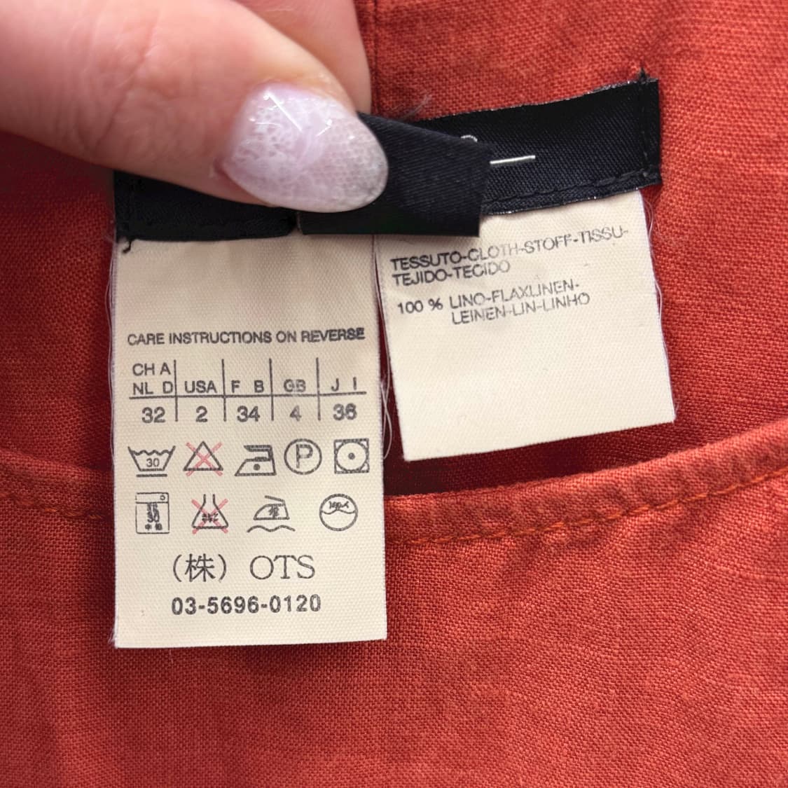 막스마라 위켄드 린넨 슬리브리스 롱 원피스 절개라인 디테일 오렌지 상품이미지8