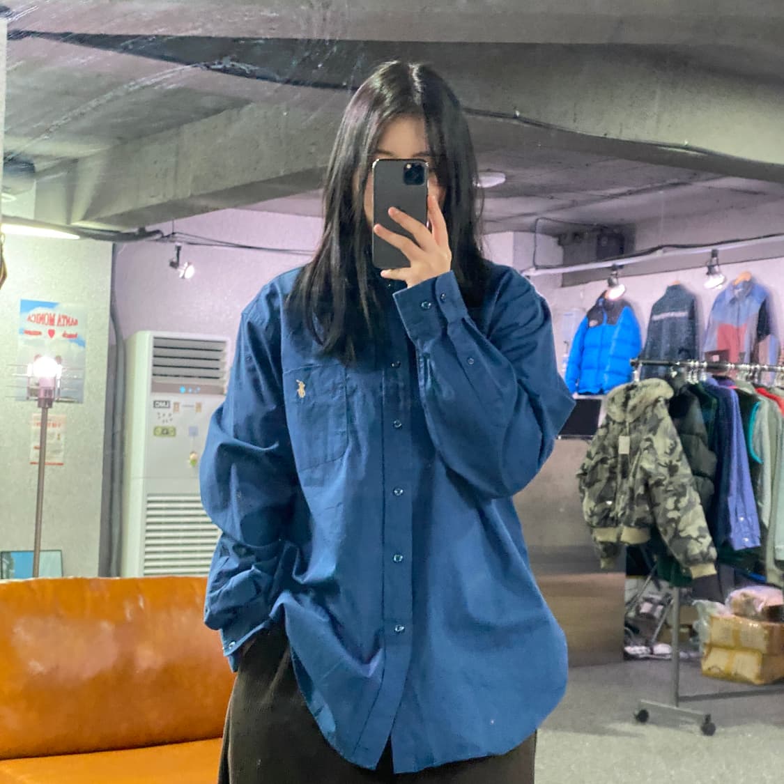 폴로 클래식핏 네이비 솔리드 셔츠 B3641 상품이미지1