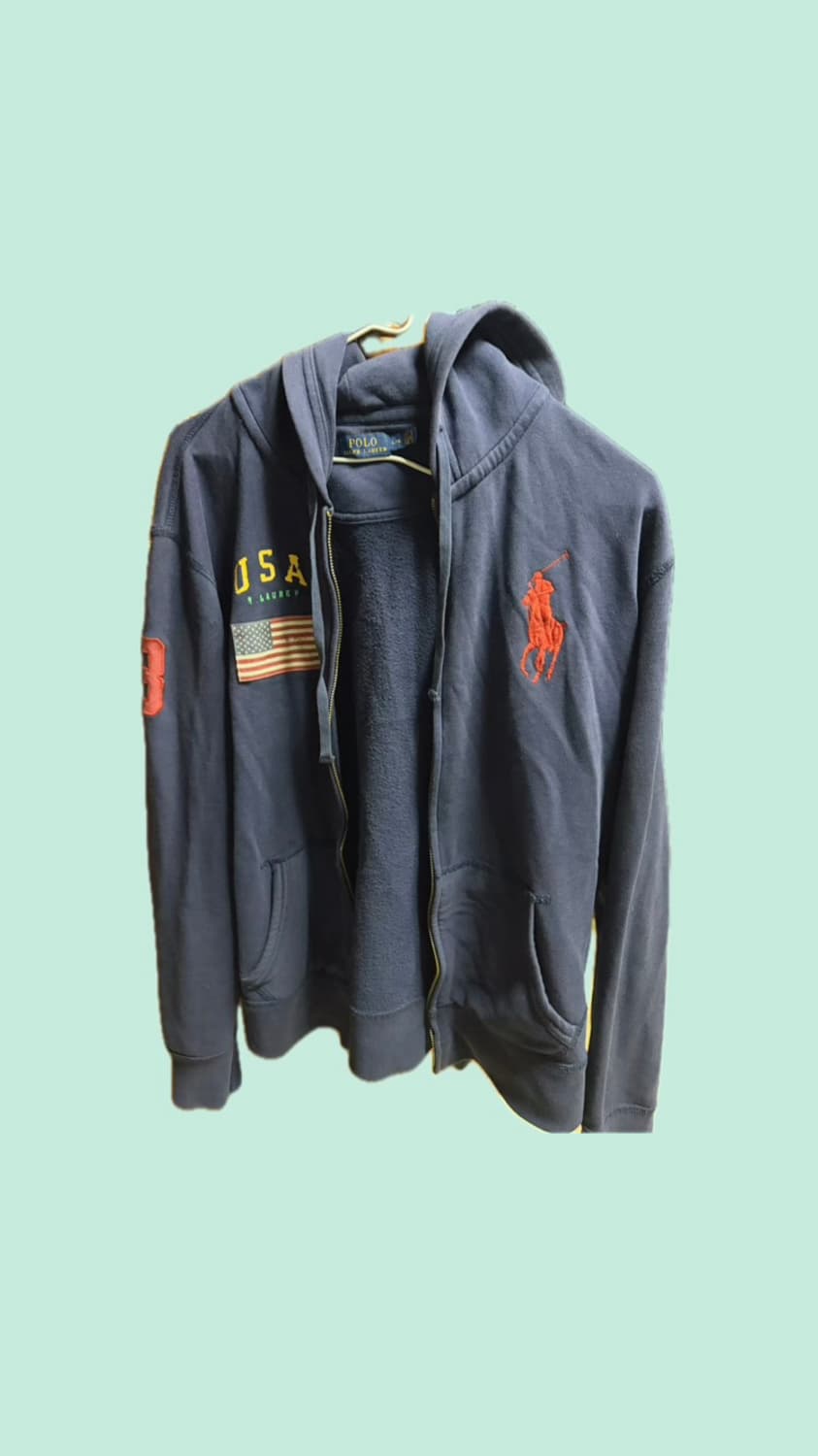 폴로랄프로렌 빅포니 성조기 슬림핏 후드집업 (네이비) 상품이미지1