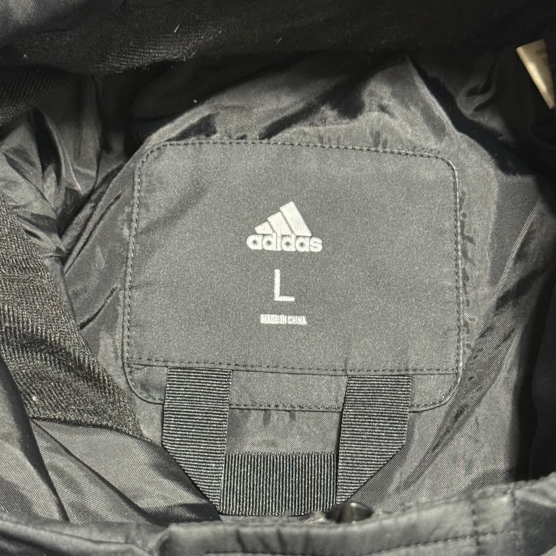 L 아디다스 화이트라인 블랙 후드 롱 패딩 상품이미지4