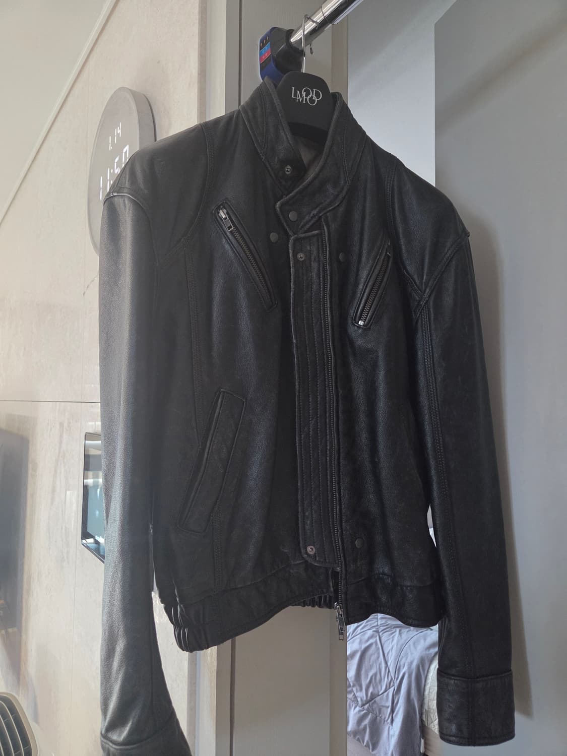 엘무드 스모커 카우하이드 바이커 레더 자켓 번트 블랙 상품이미지4