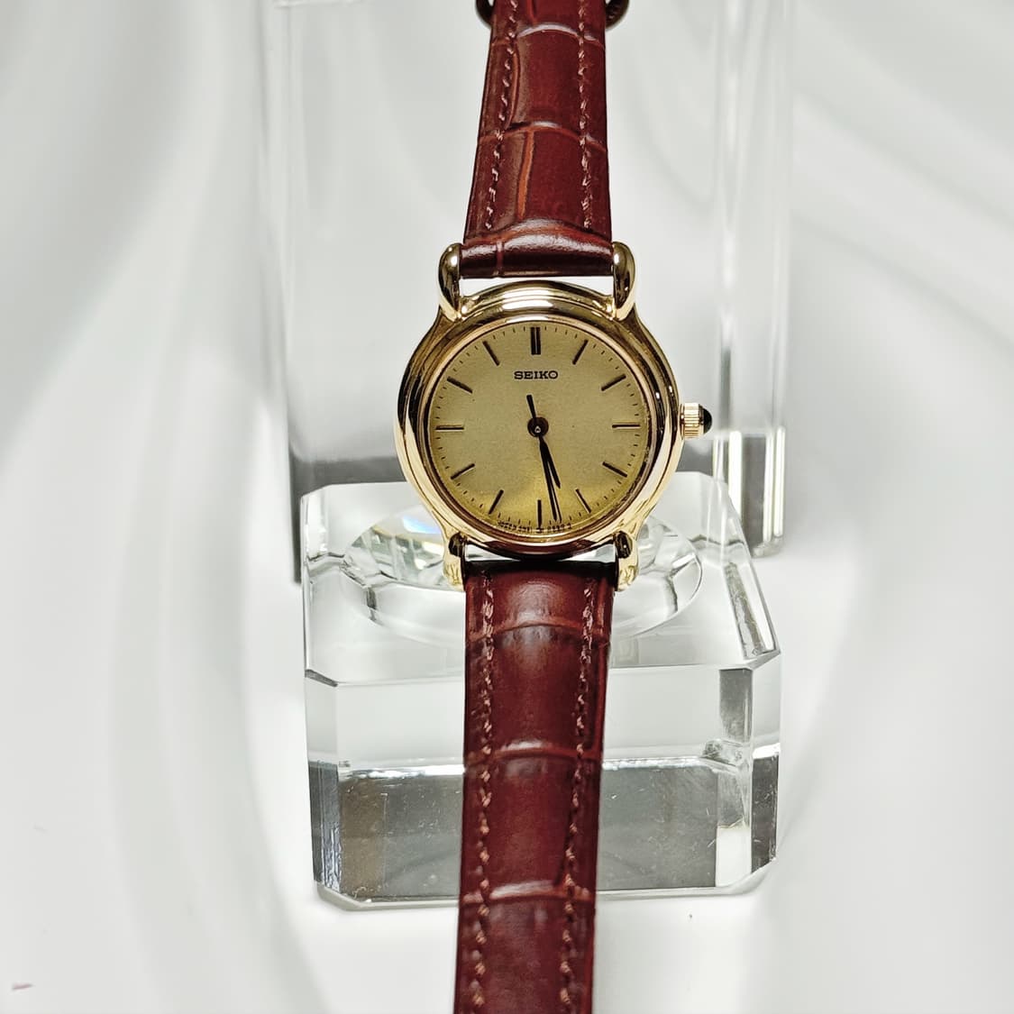 90s 빈티지 세이코 클래식 골드 샴페인 다이얼 레더 워치 상품이미지2