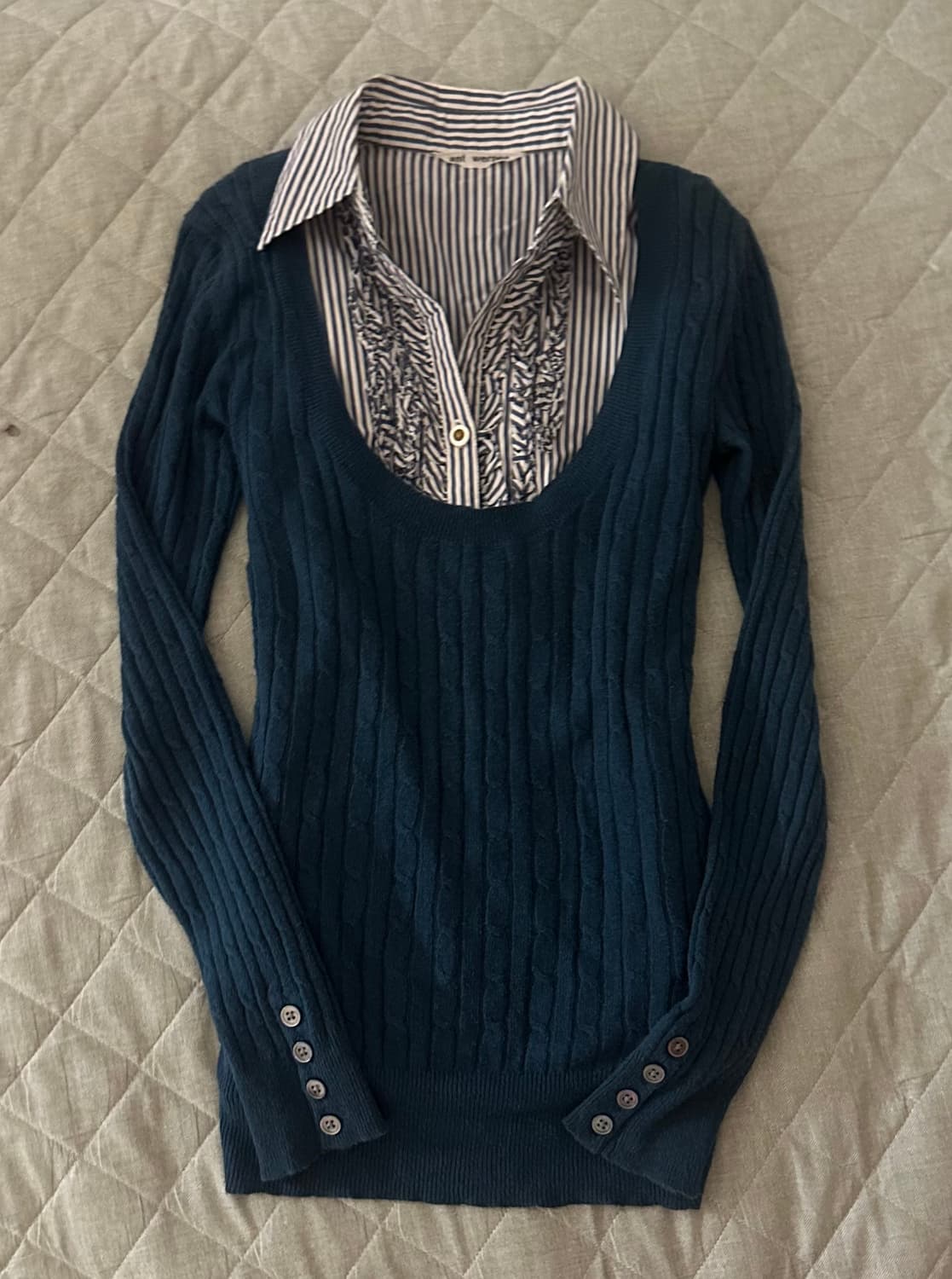 Gap 2008s 딱붙핏 청록 니트 롱슬리브 상품이미지2