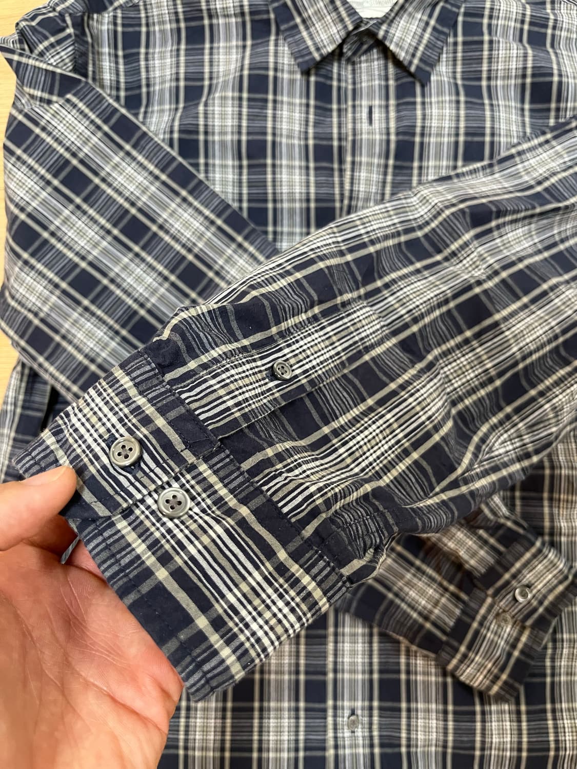우드비X와인드 협업 네이비 체크 셔츠(02사이즈) 상품이미지2