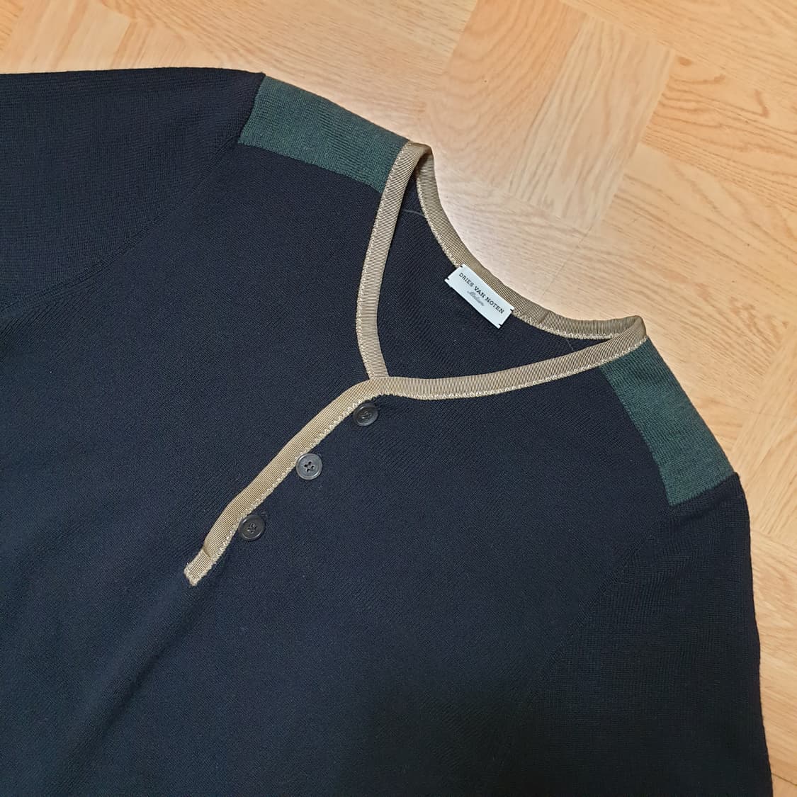 dries van noten 드리스반노튼 엘보패치 헨리넥 울 니트 스웨터 상품이미지5