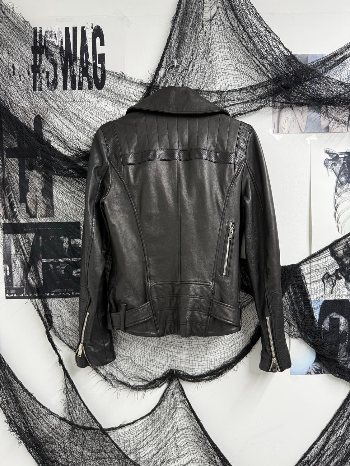 Unbalanced zipper detail leather jacket 상품이미지3