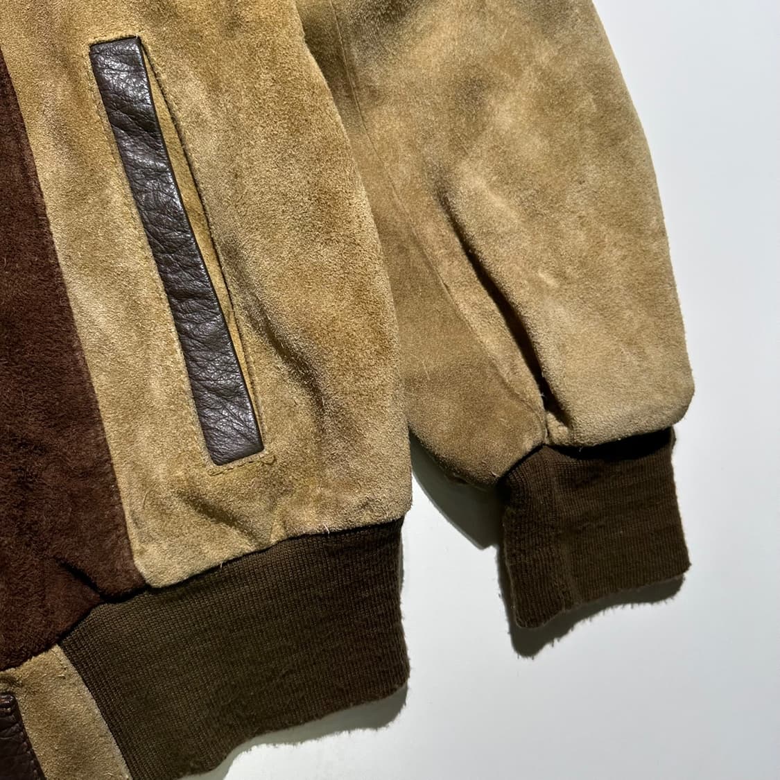 Pelle Cuir 스웨이드 배색 레더 블루종 봄버 상품이미지5