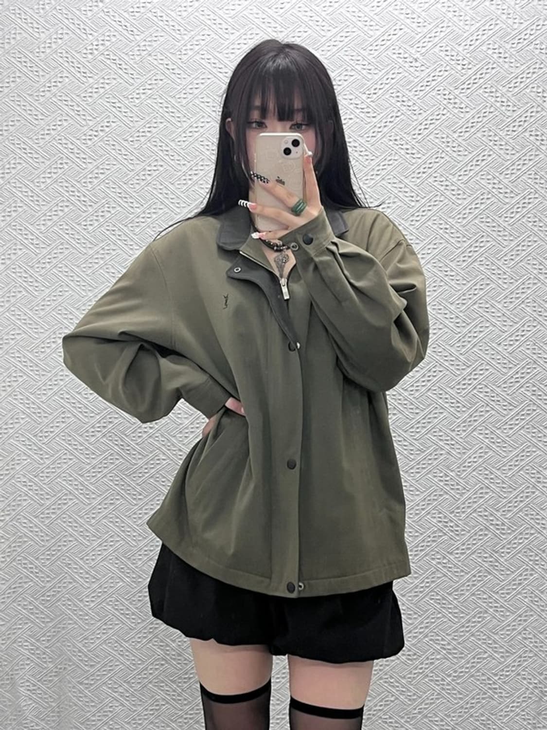 입생로랑 빈티지 말차카키 해링턴 헌팅 워크 자켓 110 C10379 상품이미지1