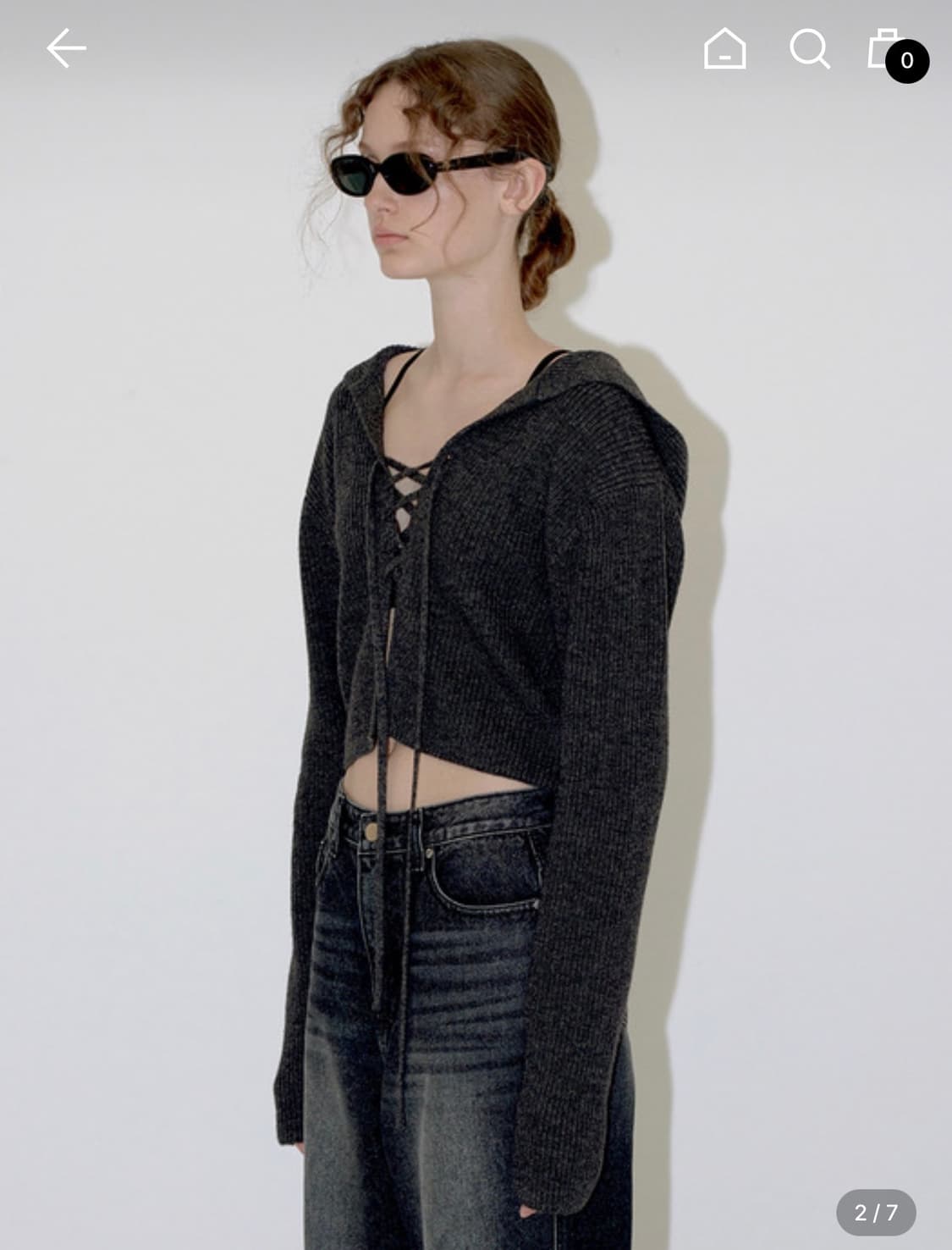 [다이애그널] Wool lace up Hoodie 그레이(차콜) 상품이미지2