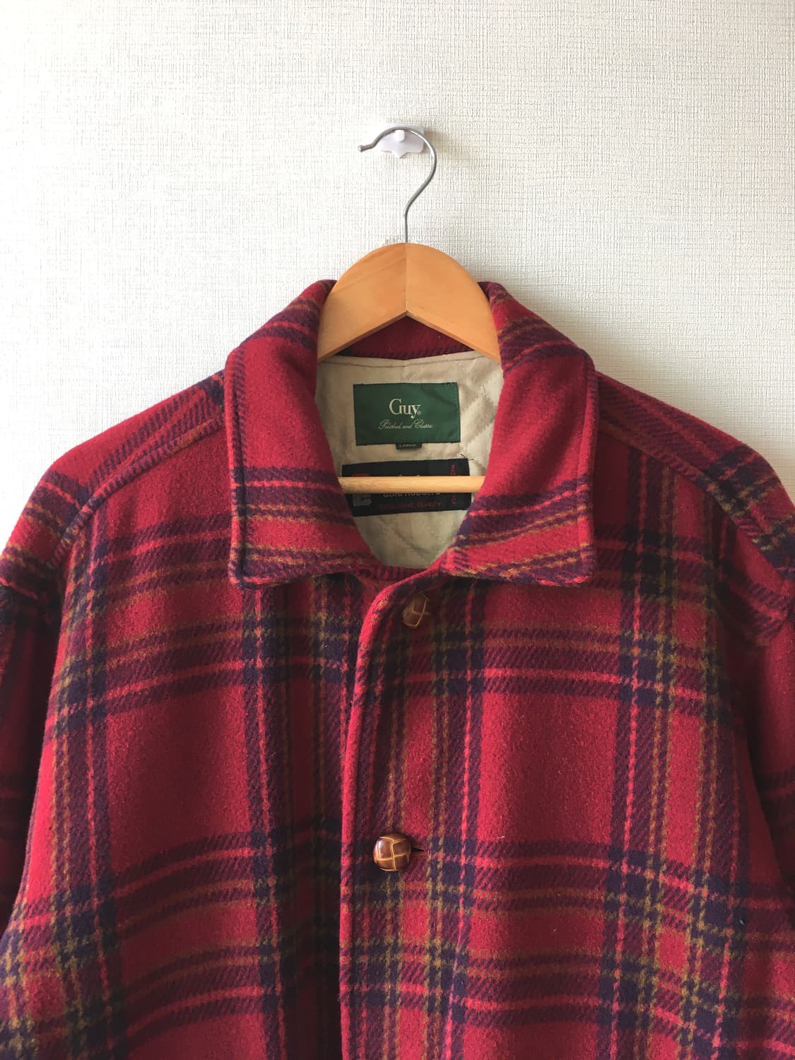 체크 버튼 하프 울코트 상품이미지2