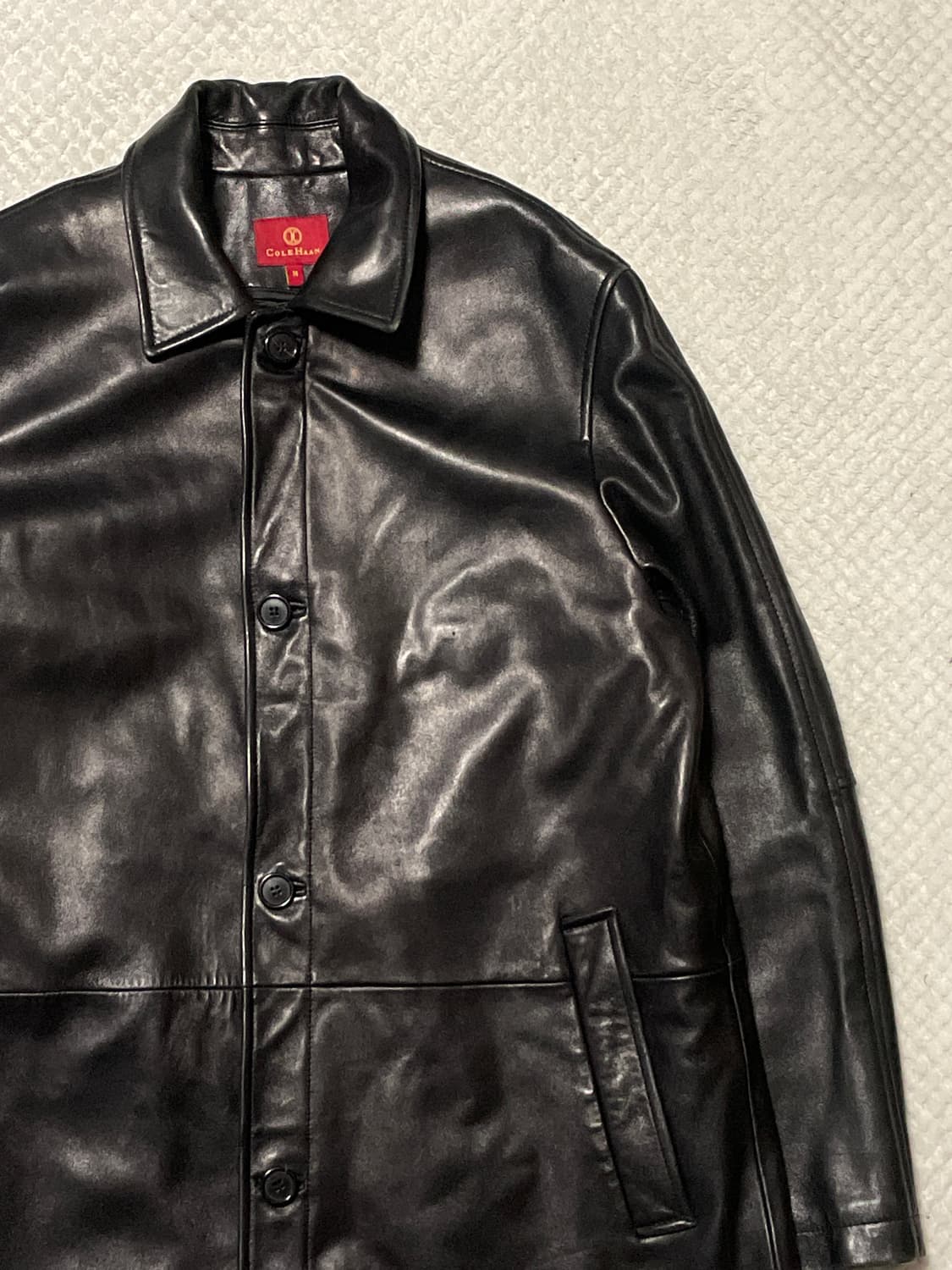 COLE HAAN 웨스턴 무드 램스킨 양가죽 레더 카 코트 상품이미지5