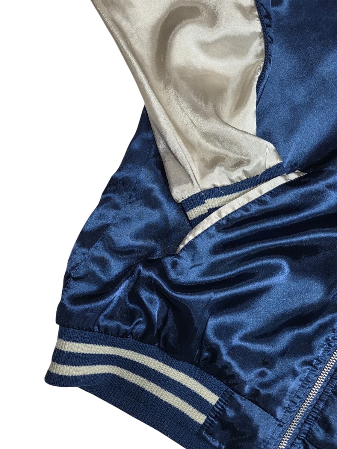 AVAIL MODE 블루 실키 봄버 블루종 스카쟌 후드 탈부착 M 상품이미지3