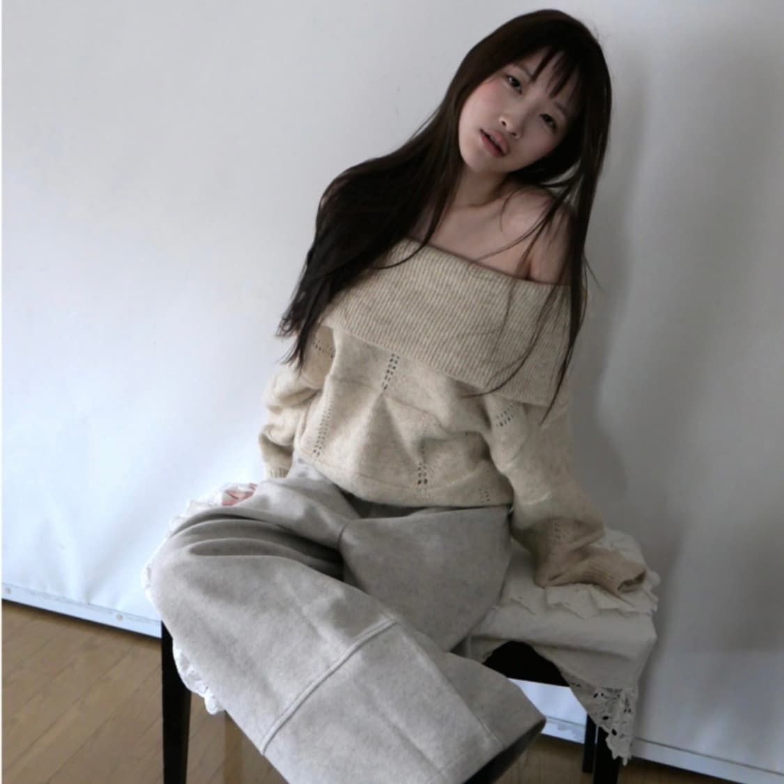 베이비랩 디아 오프숄더 니트_크림 상품이미지1