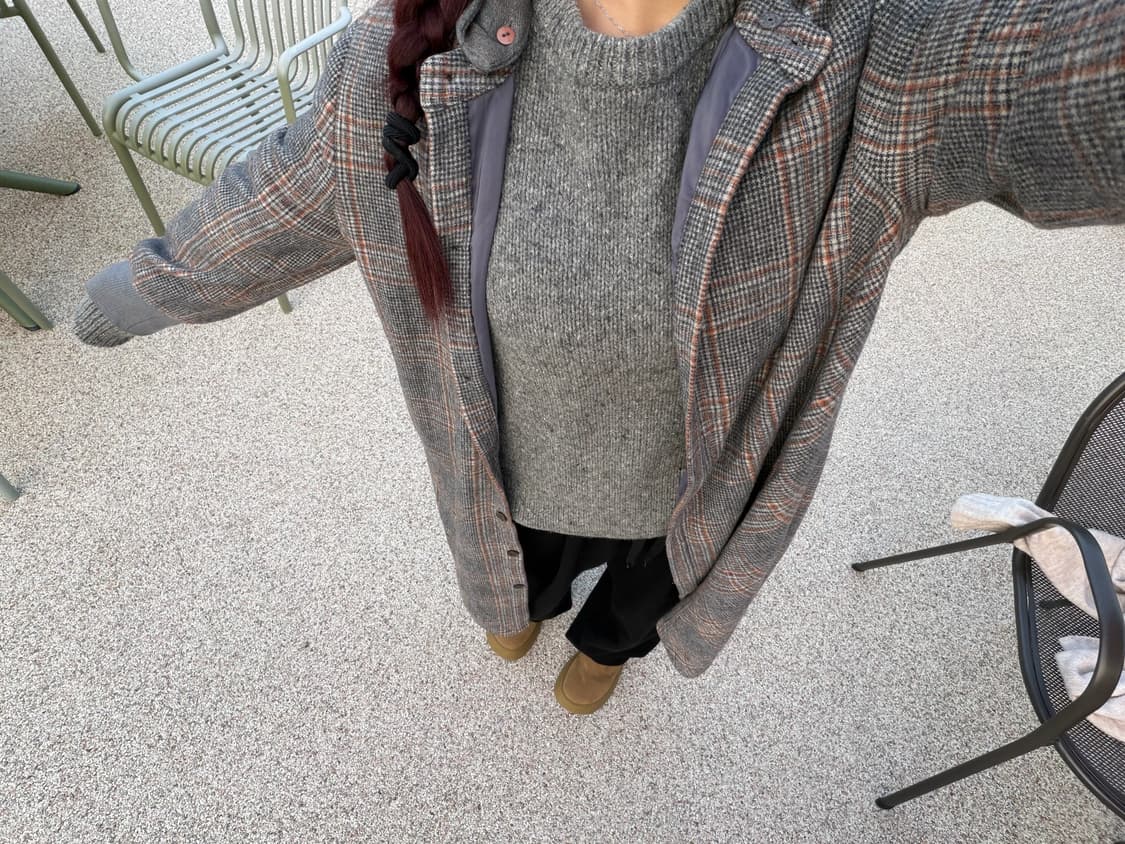 안지크 체크패턴 여성 후드코트(m)  상품이미지2