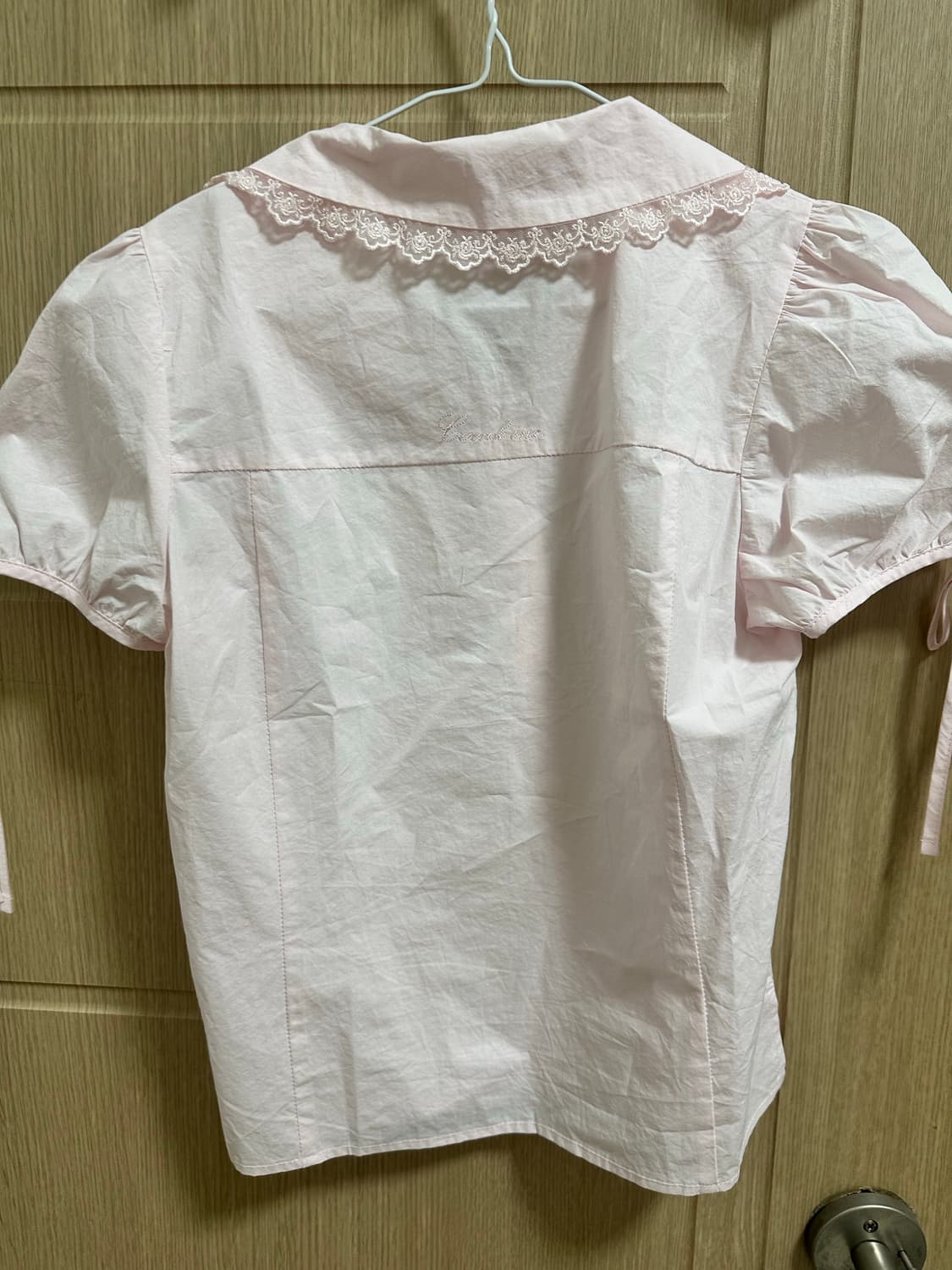 크랭크 레이스 카라 블라우스 핑크 양산형 히메갸루깔 상품이미지3