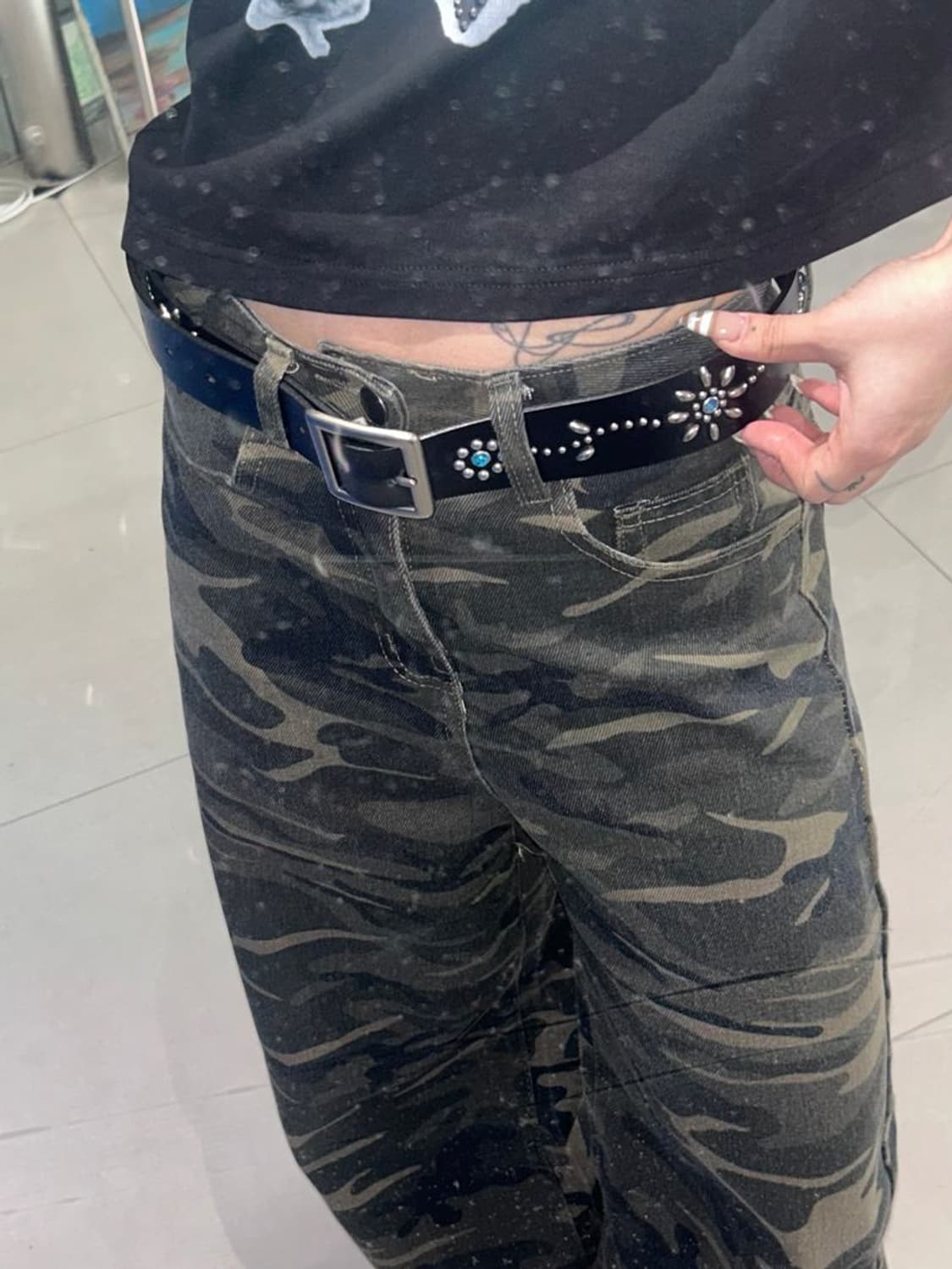 STUDDED BELT 가죽 스터드 벨트 상품이미지2