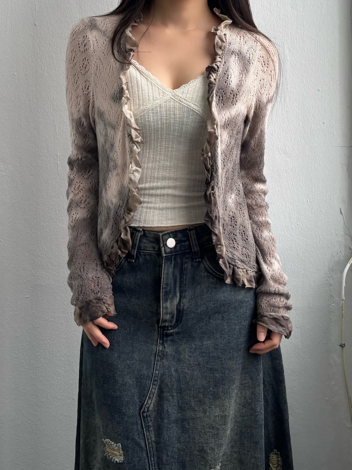 Vintage Frill Trim Cardigan  상품이미지2