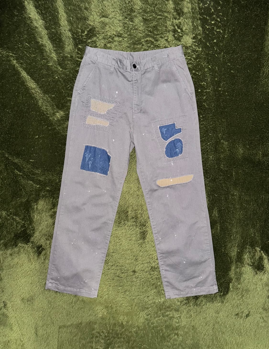 마하그리드 리페어 디테일 루즈 핏 워시드 치노 팬츠 그레이 상품이미지1