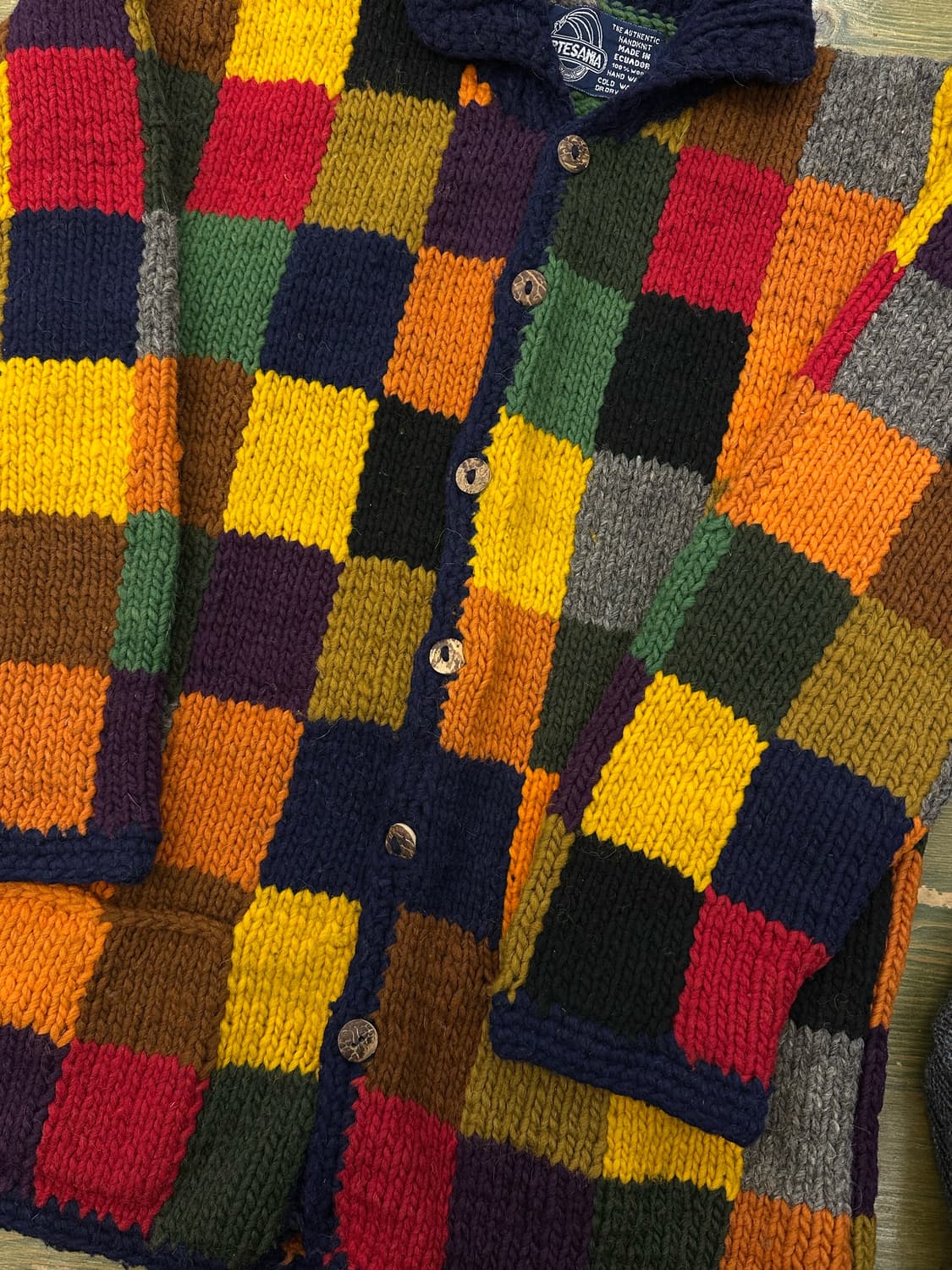 핸드메이드 헤비울 100% 패치 스웨터 핸드 스웨터 상품이미지2