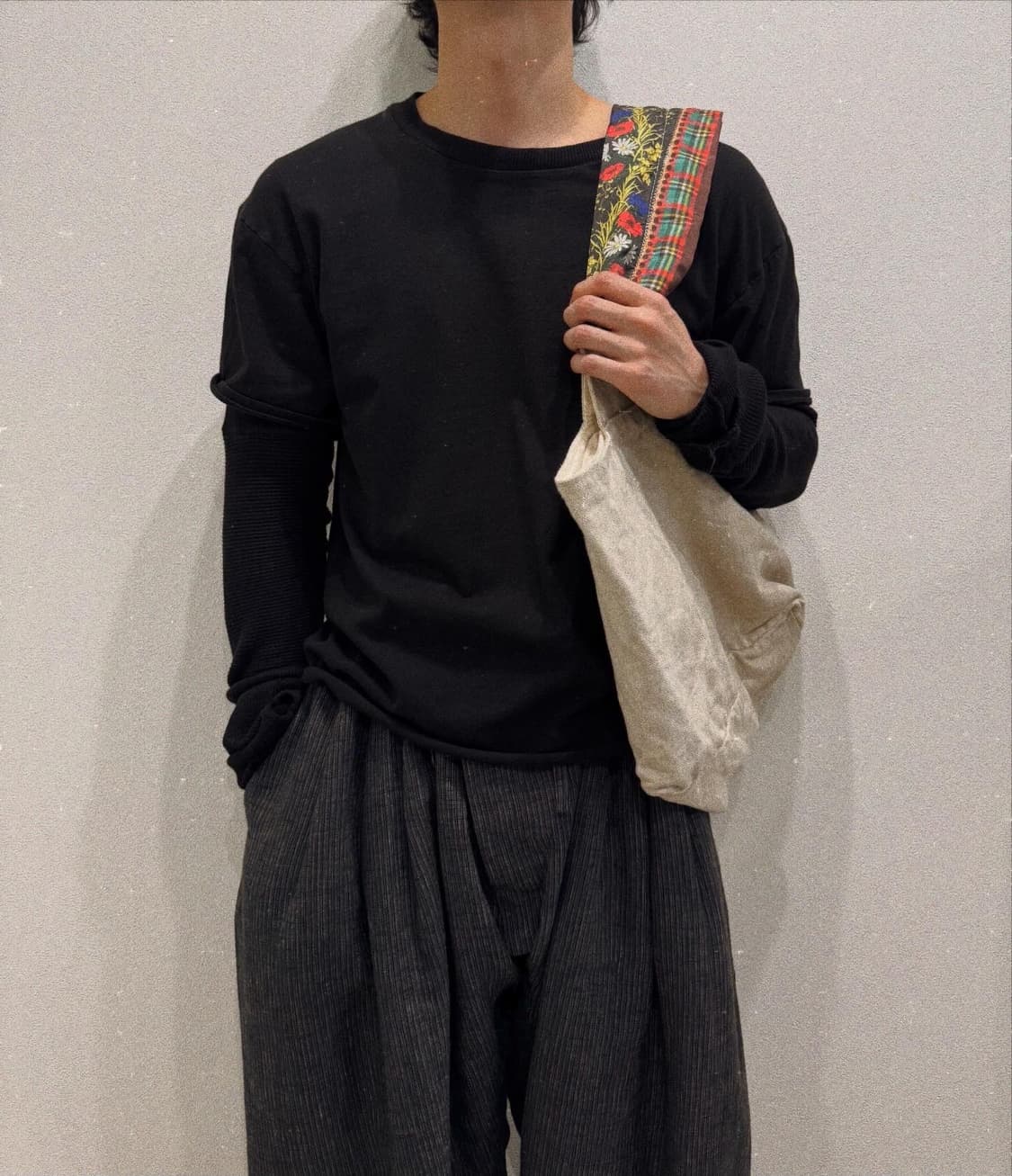 꼼데가르송 플라워 핸들 린넨 토트백 상품이미지1