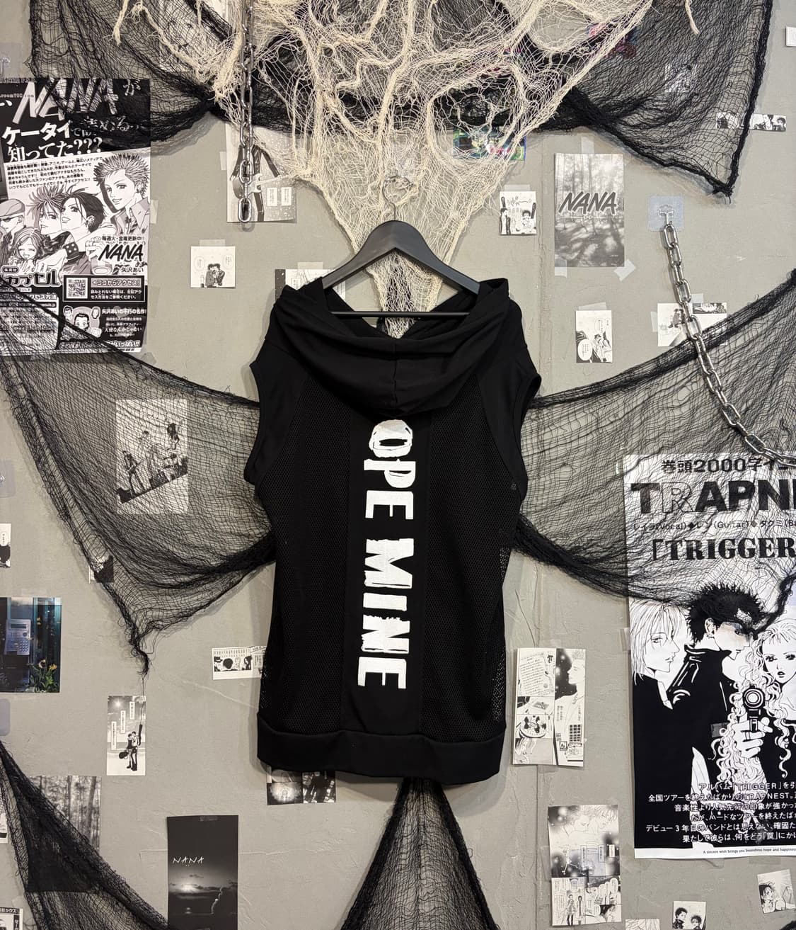 Y2K cubic skull back mesh overfit sleeve 상품이미지5