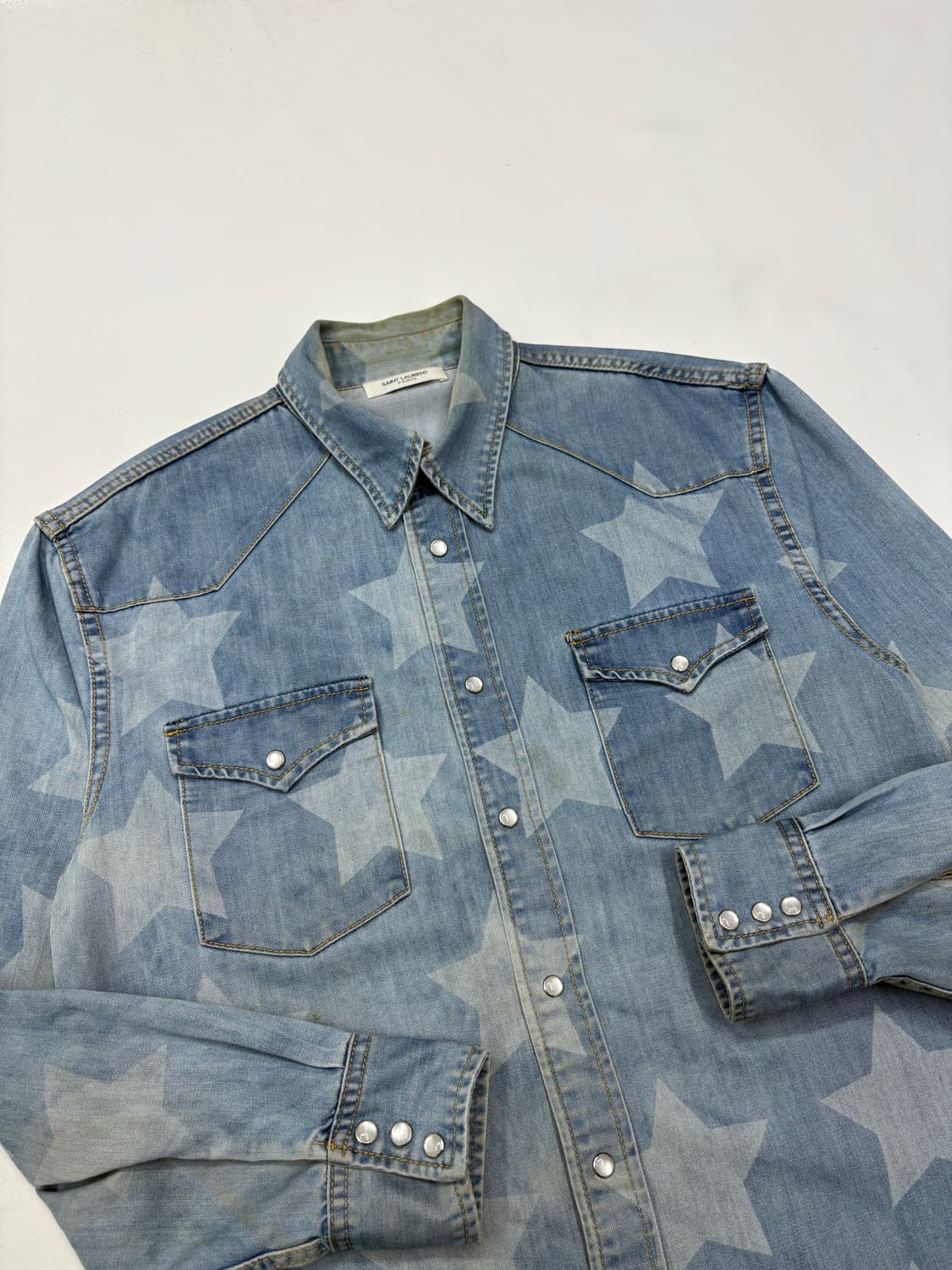 생로랑 스타패턴 웨스턴 카우보이 데님셔츠 상품이미지5