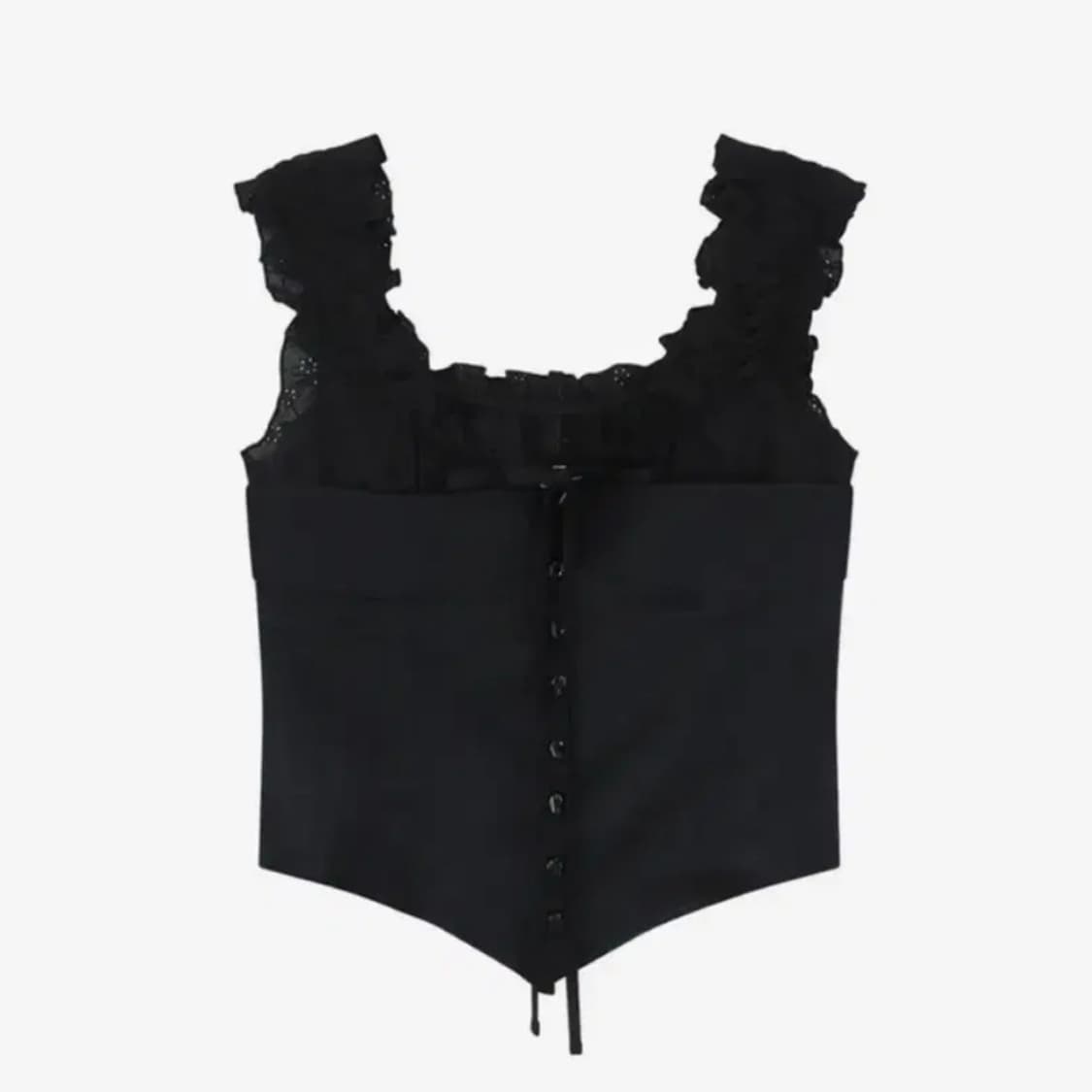(M) 카시코 블라우스 레이스 레이어드 슬리브리스 블랙 상품이미지1