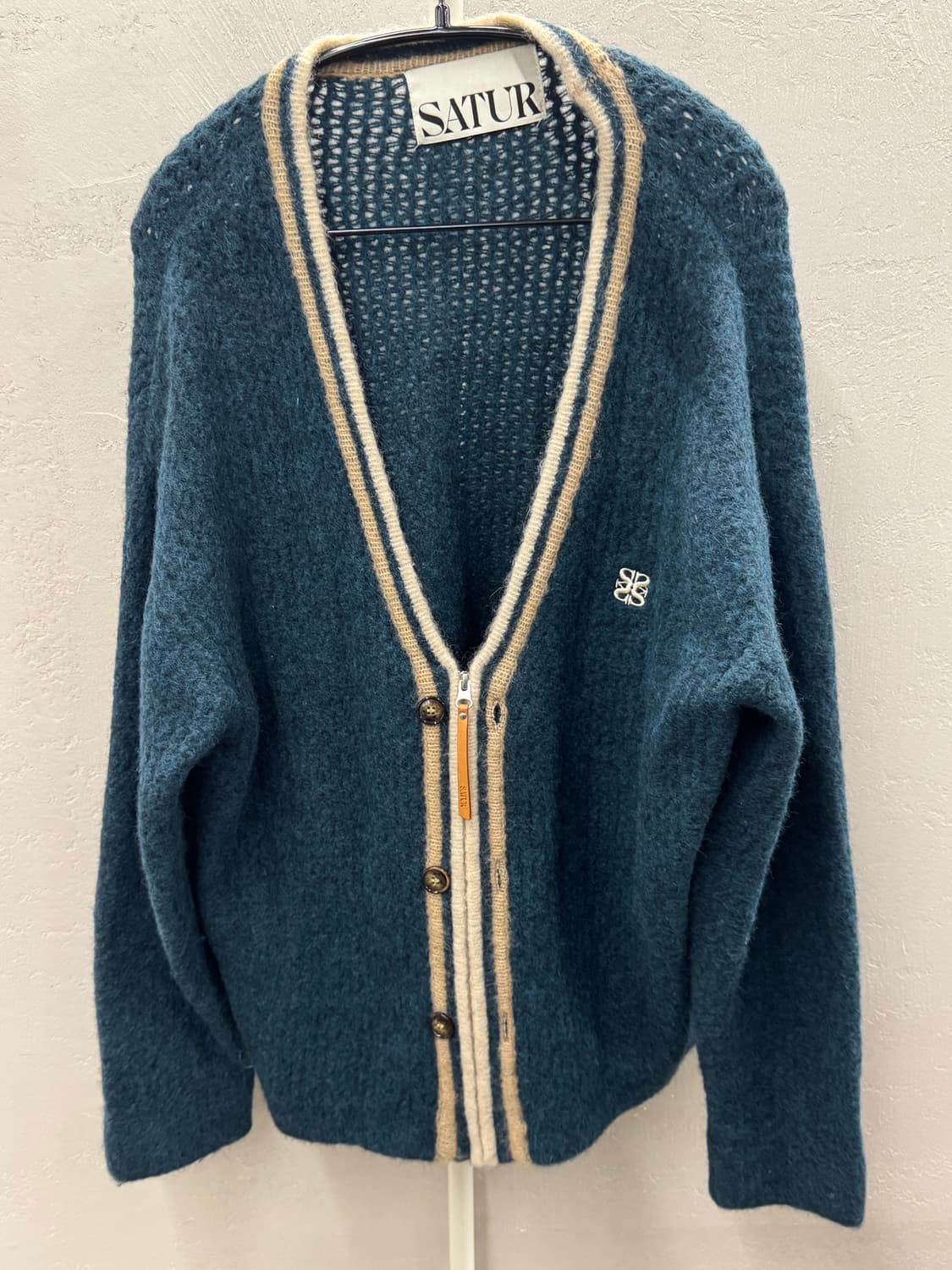SATUR 브이넥 가디건 청록색 L 상품이미지2