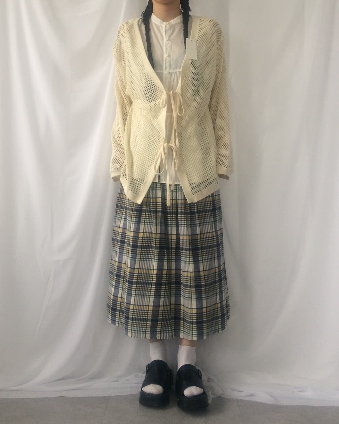 Tied punching knit cardigan 상품이미지6