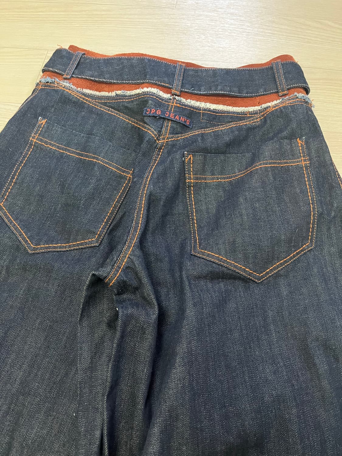 27 장폴고티에 레더 웨이스트 벨트 슈퍼 와이드 데님 팬츠 상품이미지8