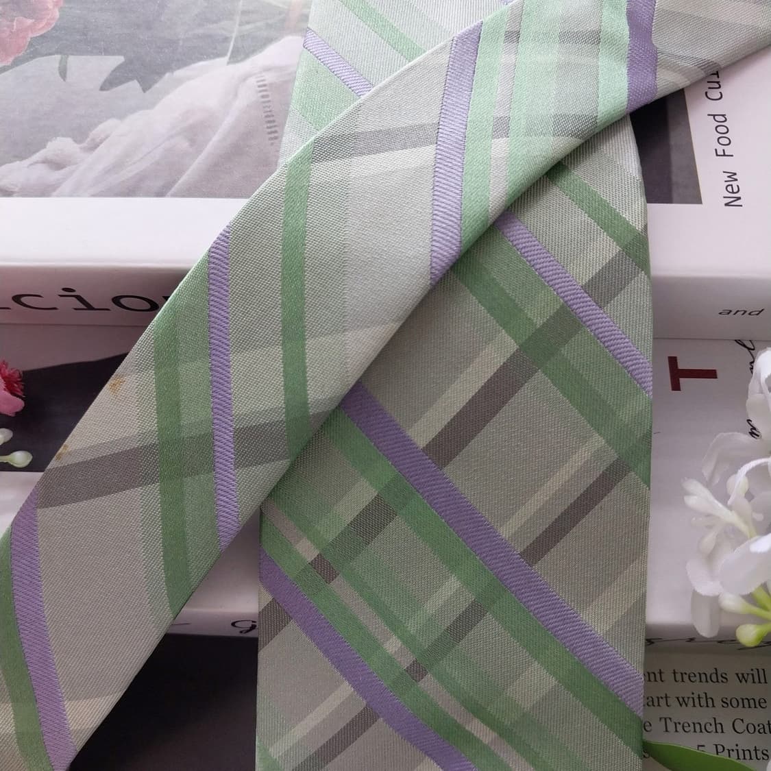 에스.티. 듀퐁 실크 그린 체크 넥타이 8.4cm B등급 K2356
 상품이미지2