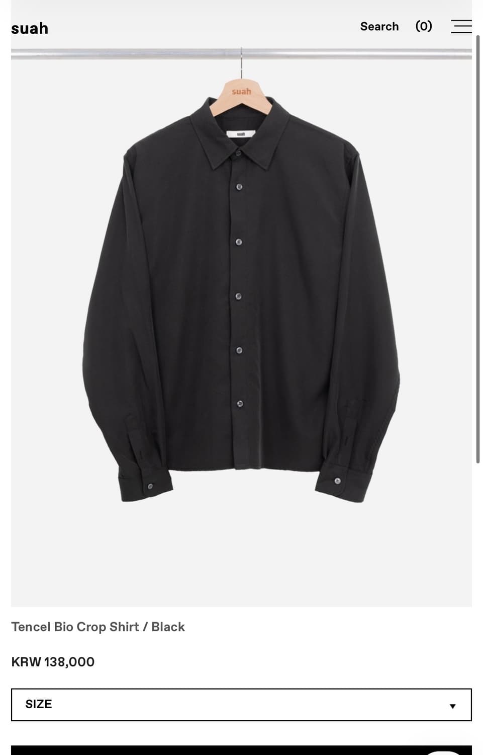 수아(suah) Tencel Bio Crop Shirt / Black 상품이미지2