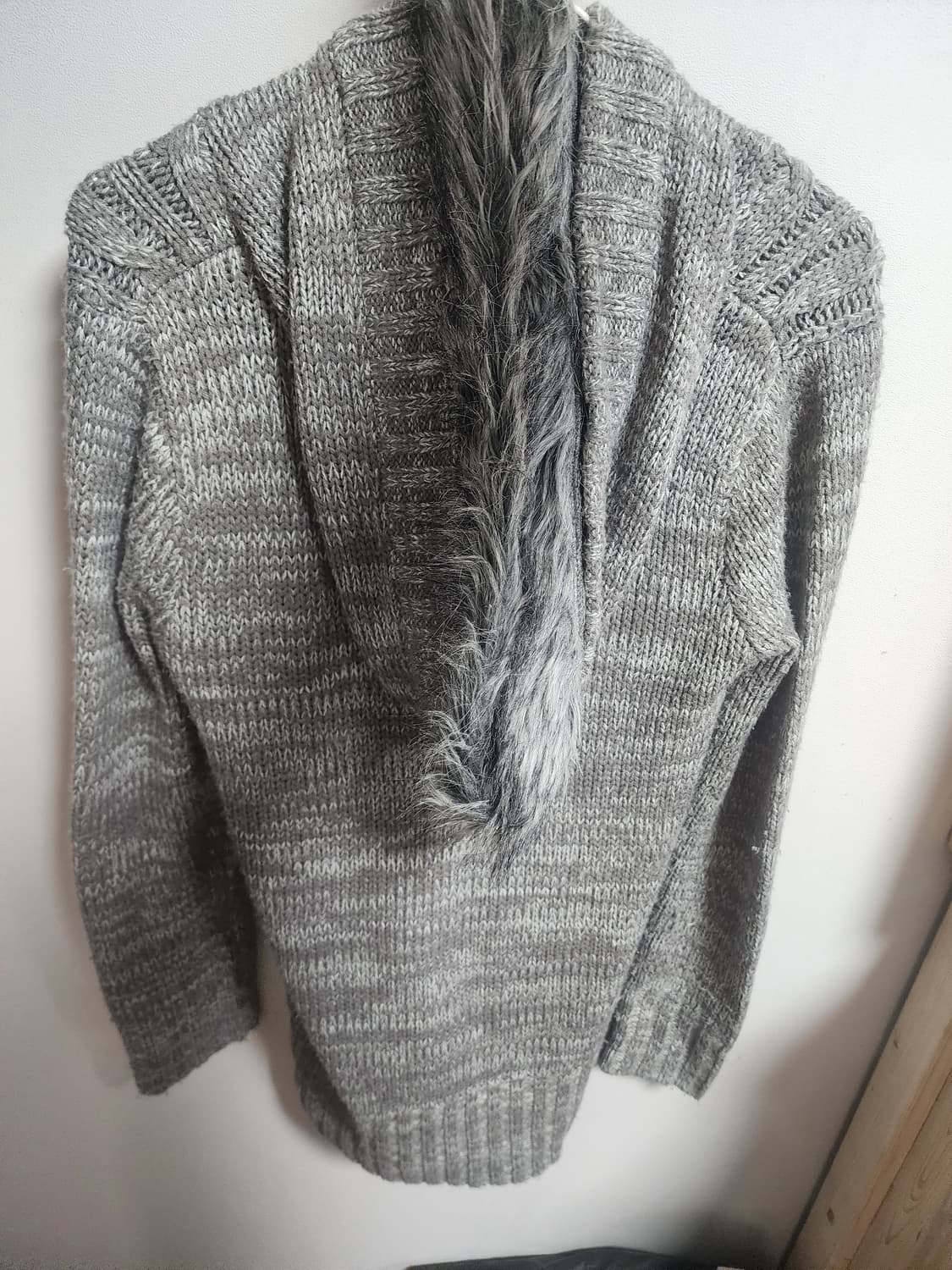 모리걸 퍼 후드 롱 가디건 상품이미지1