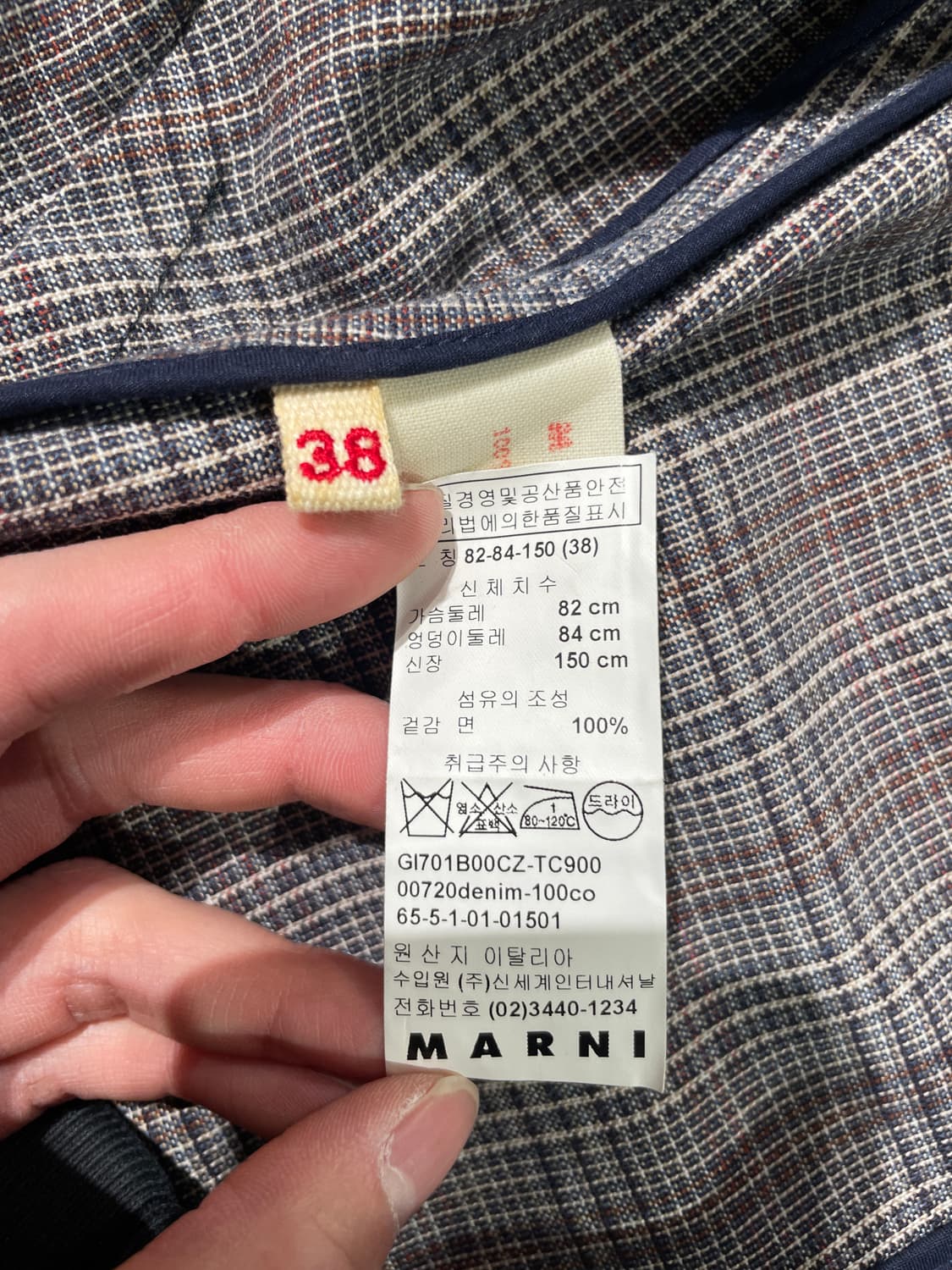 마르니 그레이 웨이스트 밴드 체크 자켓 상품이미지8