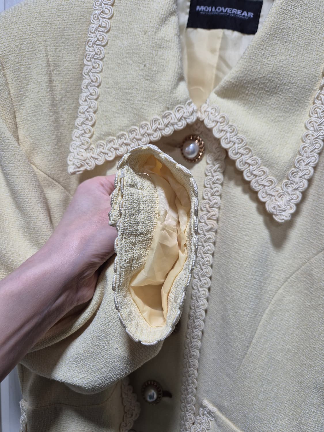 (세일)(새상품)MDILOVEWEAR 레이스 트위드 자켓 버터색 상품이미지7