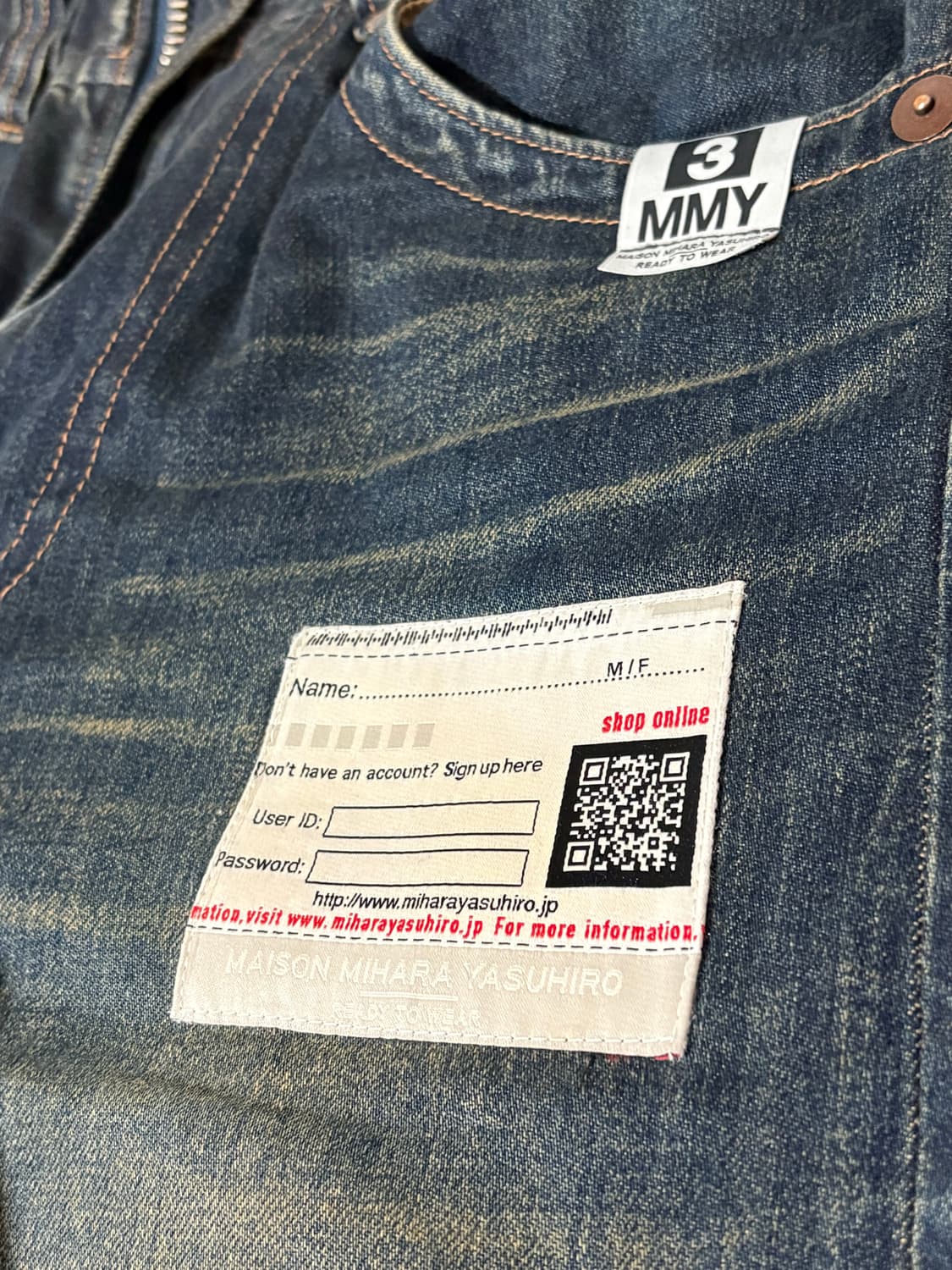 메종 미하라 야스히로 워시드 데님 팬츠 와이드 네이비 44사이즈 캐피탈 상품이미지6