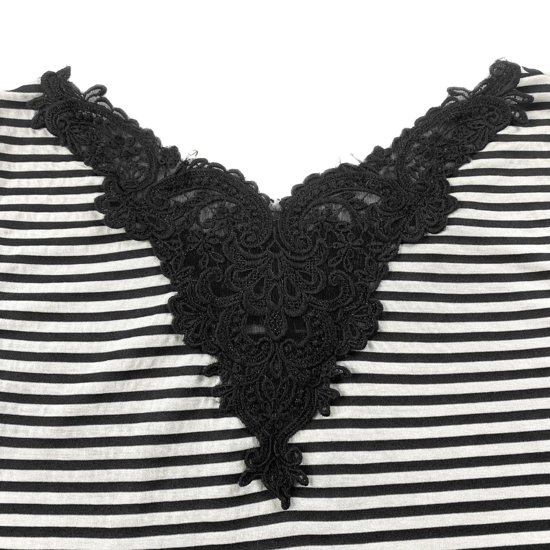 jpn 레이스 아플리케 스트라이프 슬리브리스 상품이미지4