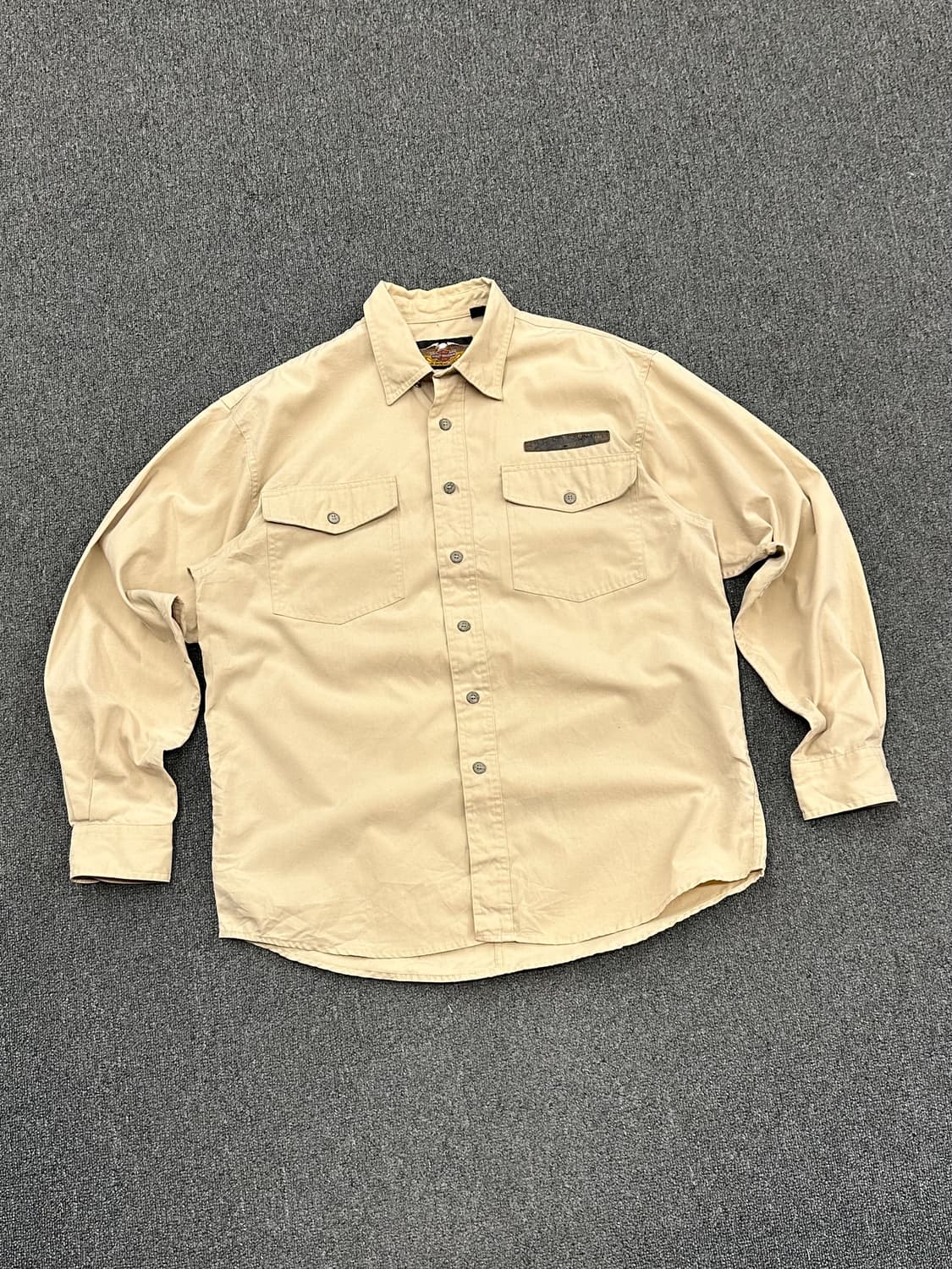 L)할리데이비슨 vintage 베이지 워크 긴팔셔츠 상품이미지1