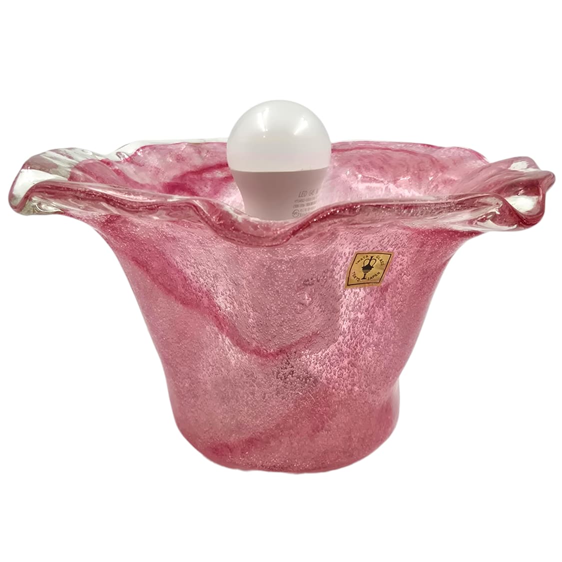 50s 이와타 핸드블로운 핑크 꽃 바구니 엔틱 램프 상품이미지8